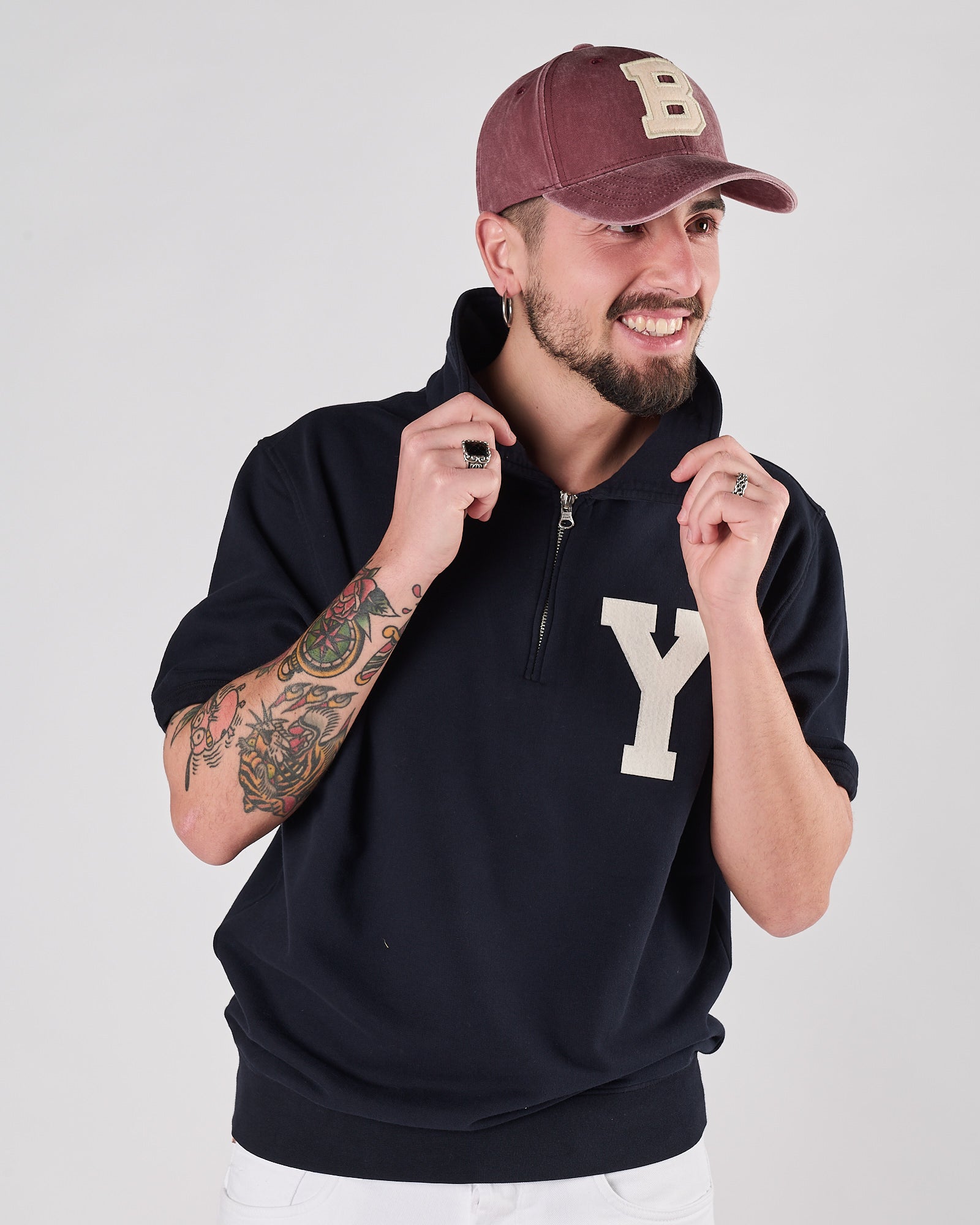 Polo Chesapeake's con zip in felpa mezza manica blu