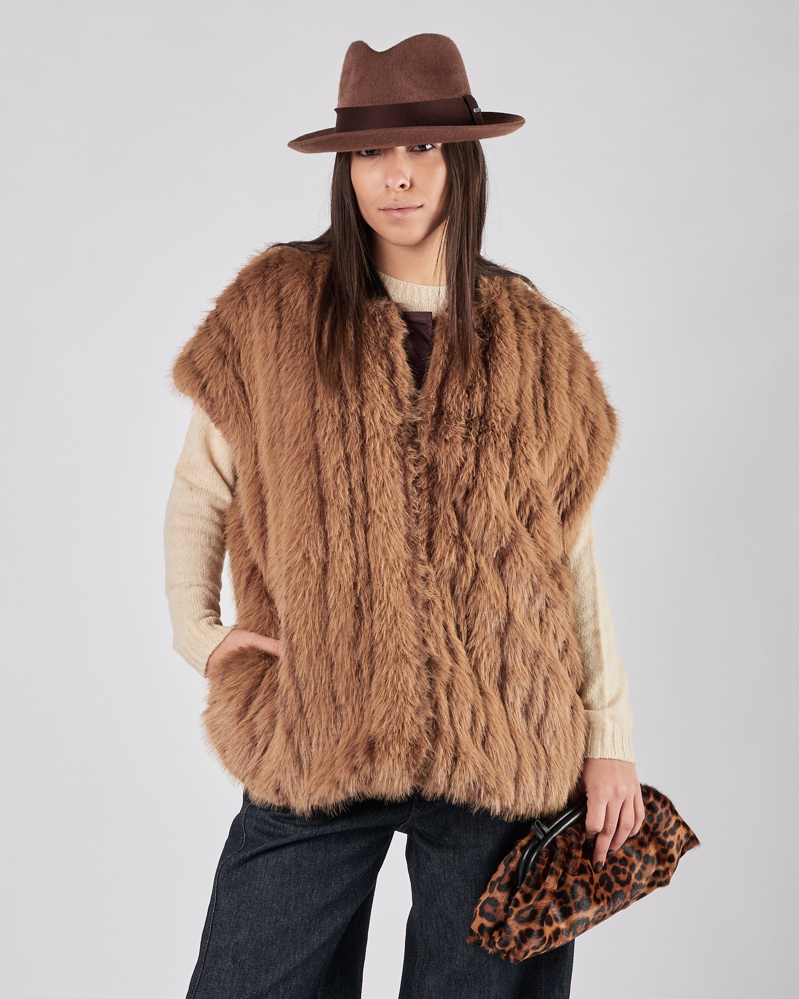 Ecopelliccia Weili Zheng smanicato reversibile con ricamo