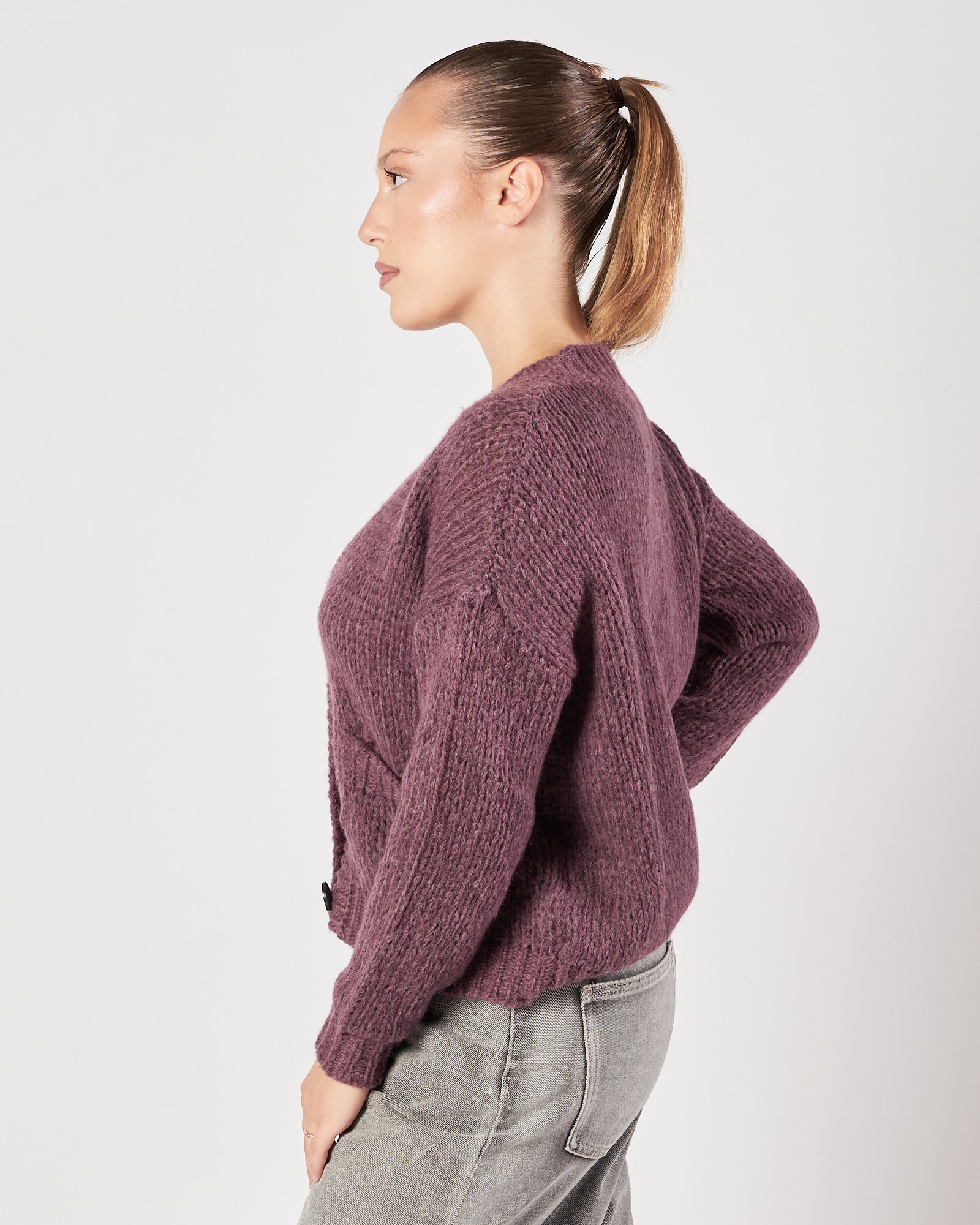 Cardigan Roberto Collina scollo bordeaux