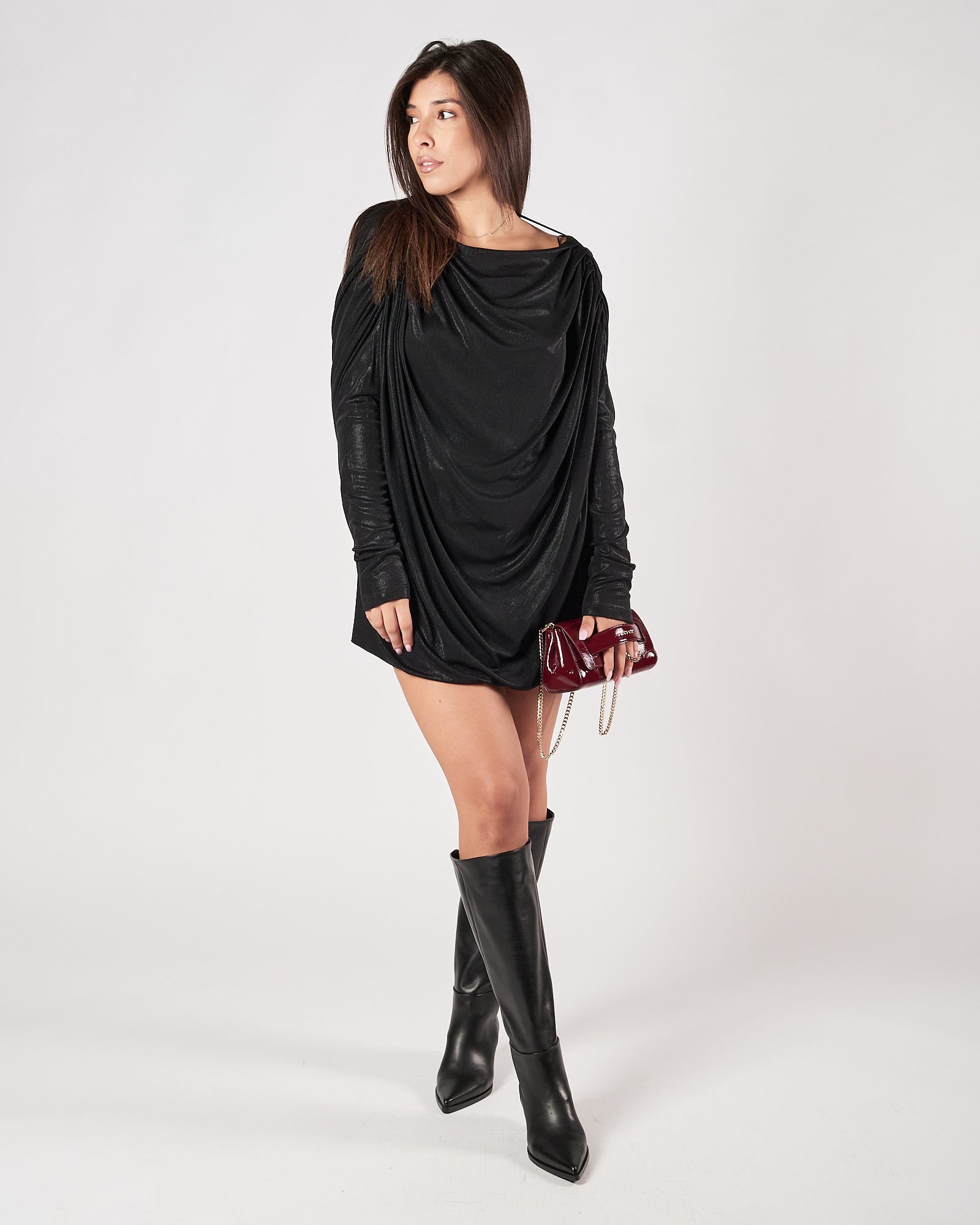 Abito Eleh corto lurex nero