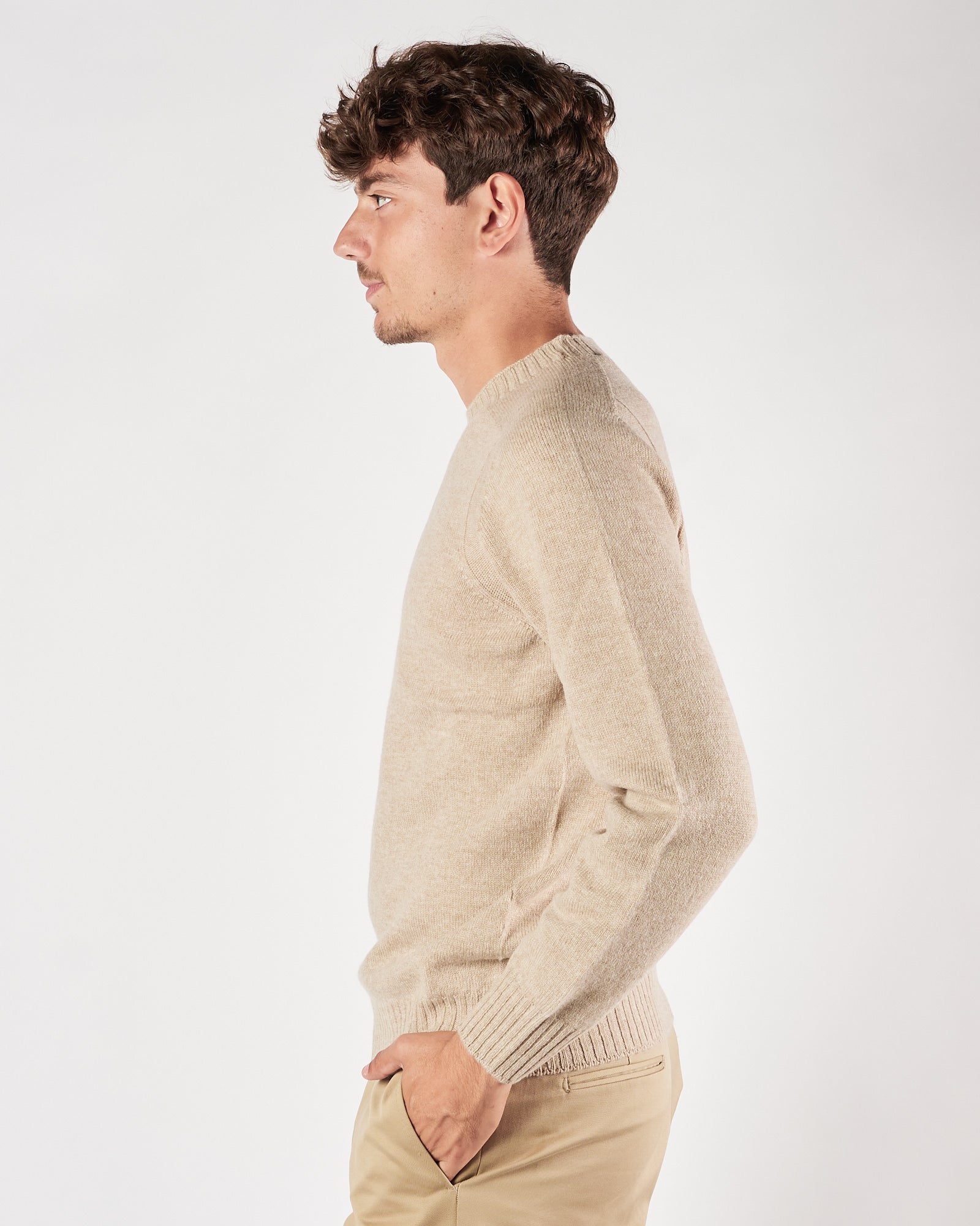 Maglia A|STORE in lana girocollo beige