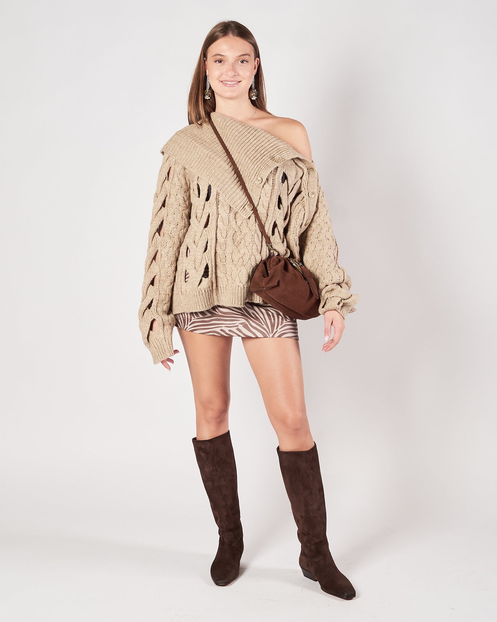 Mini gonna Mes Demoiselles fantasia fango beige