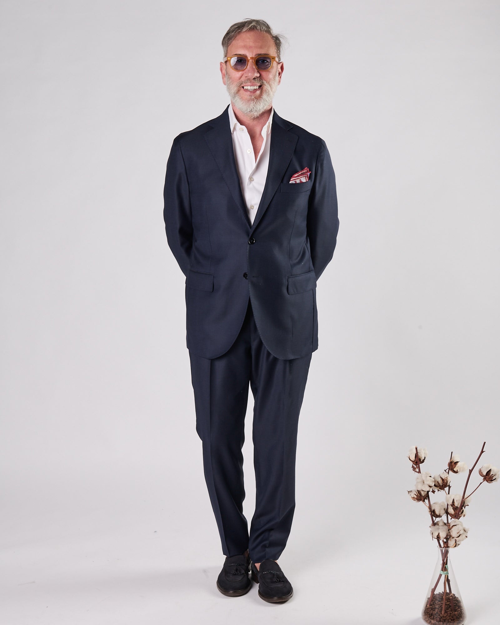 Abito A|STORE un petto blu tessuto titolato