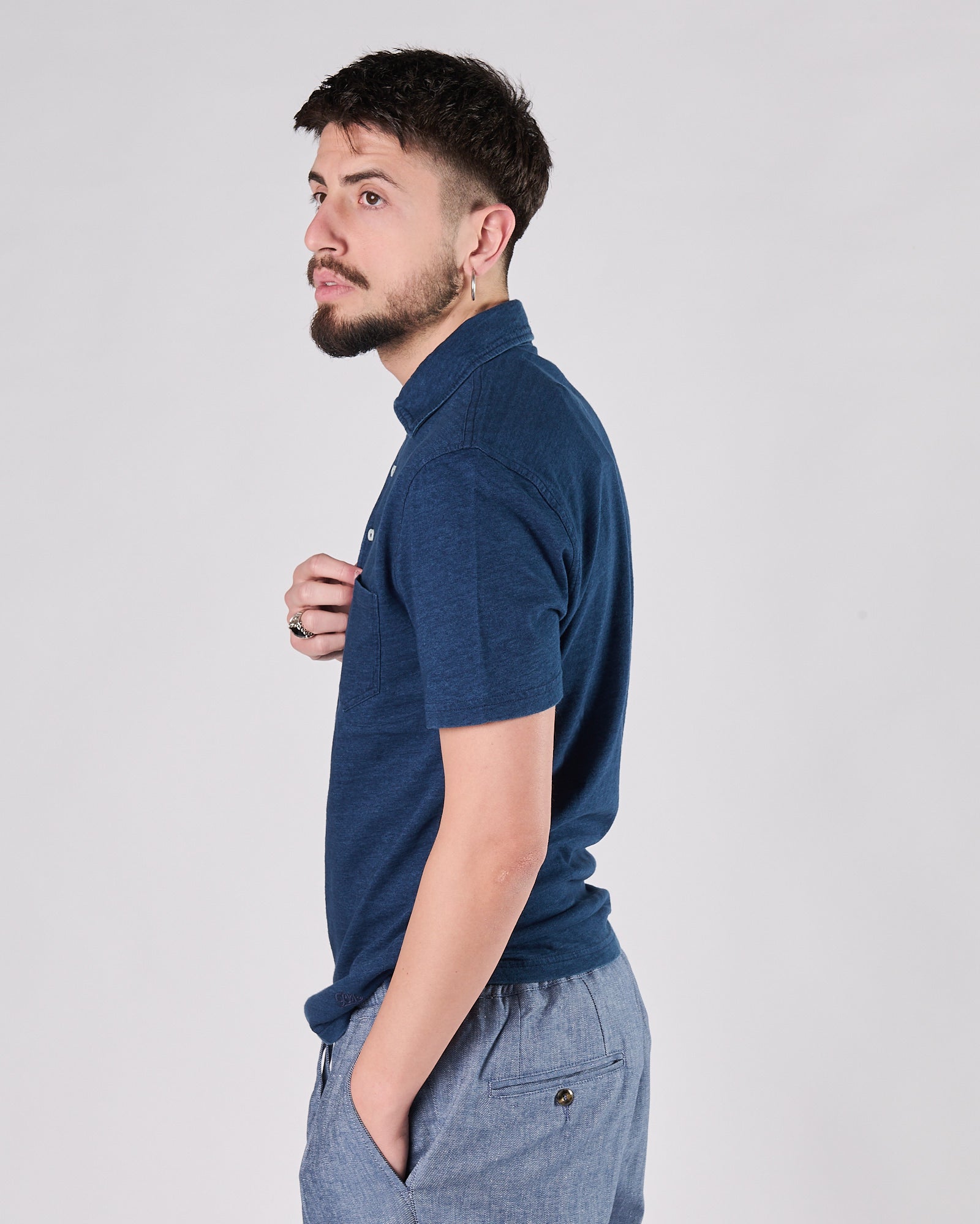 Polo Bl'ker manica corta indigo