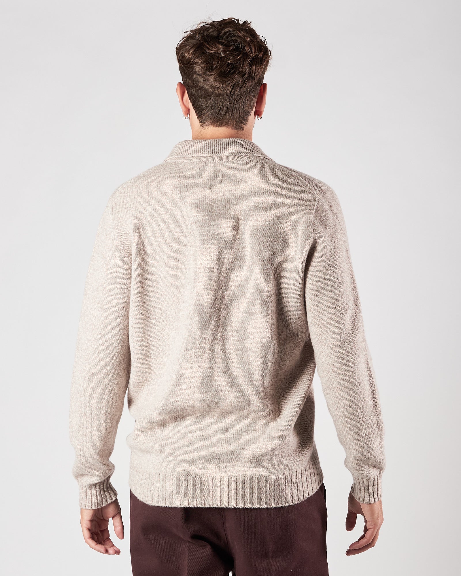 Polo A|STORE in lana senza bottoni beige