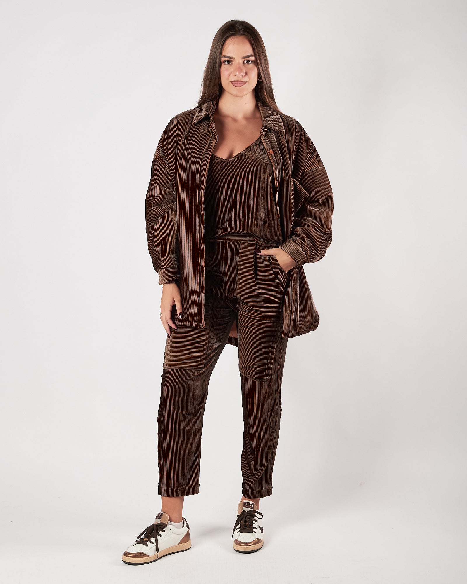 Pantalone Mes Demoiselles in velluto orange black