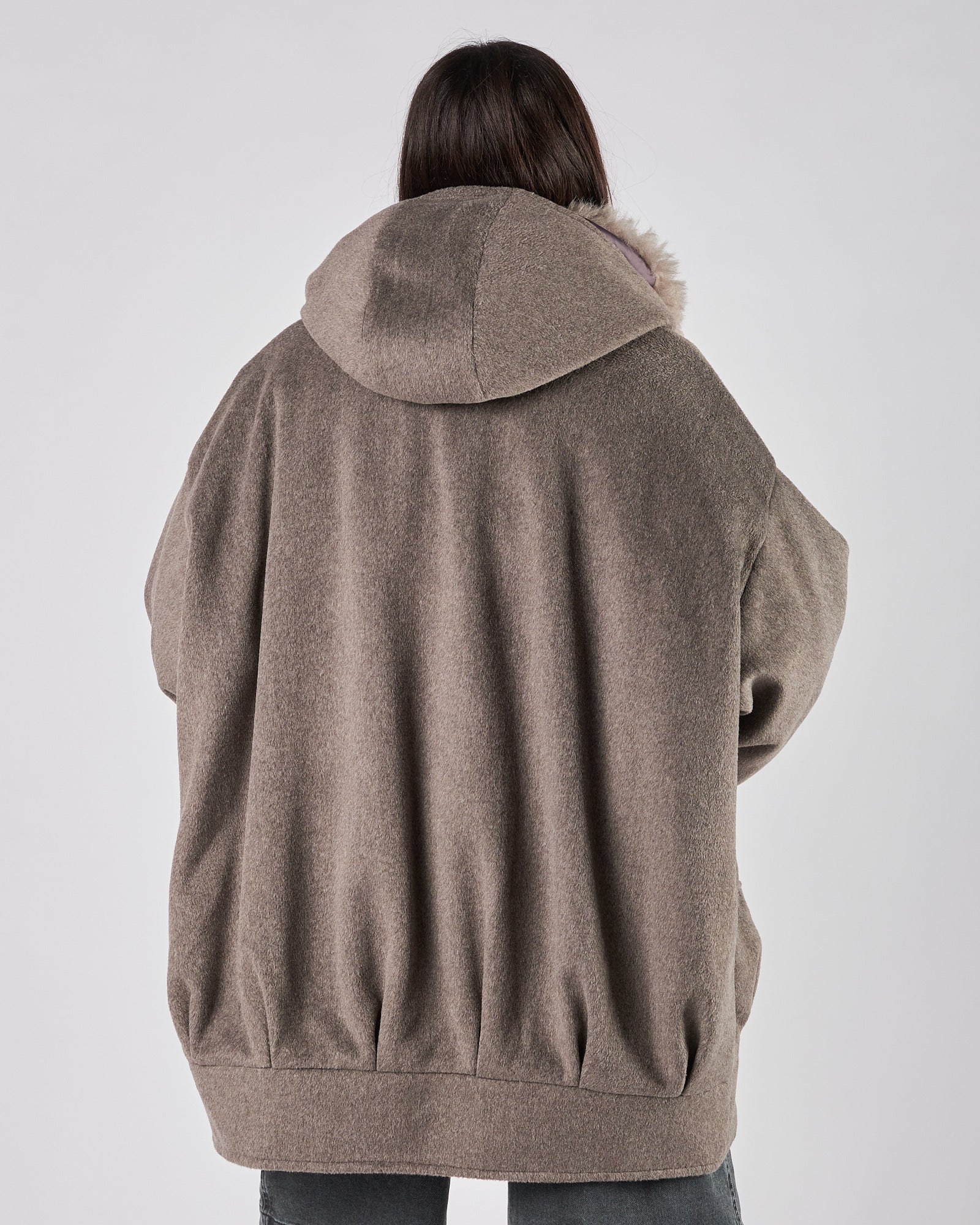 Bomber Eleh over grigio con ecopelliccia removibile