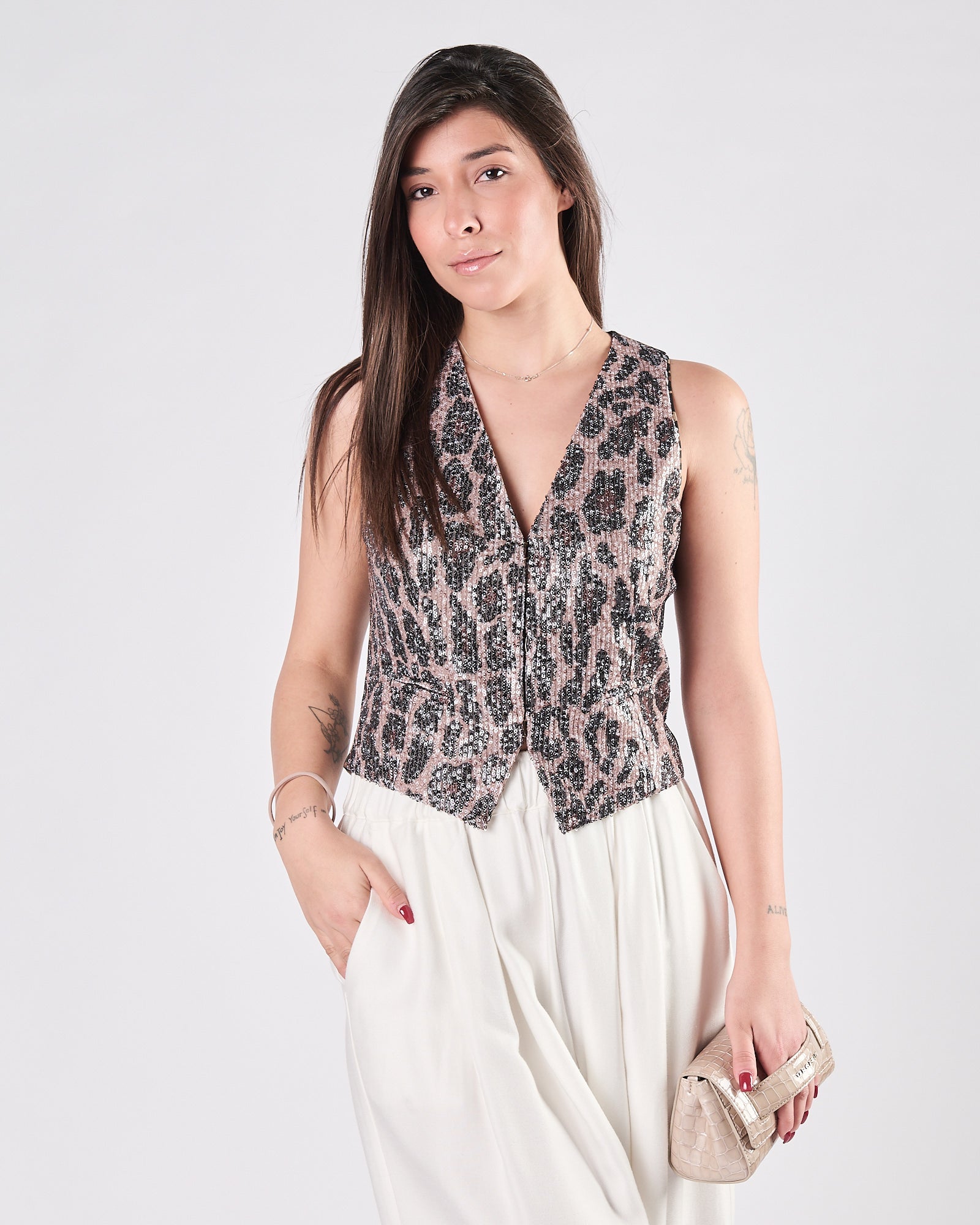 Gilet Bazar Deluxe fantasia con paillettes fantasia maculata