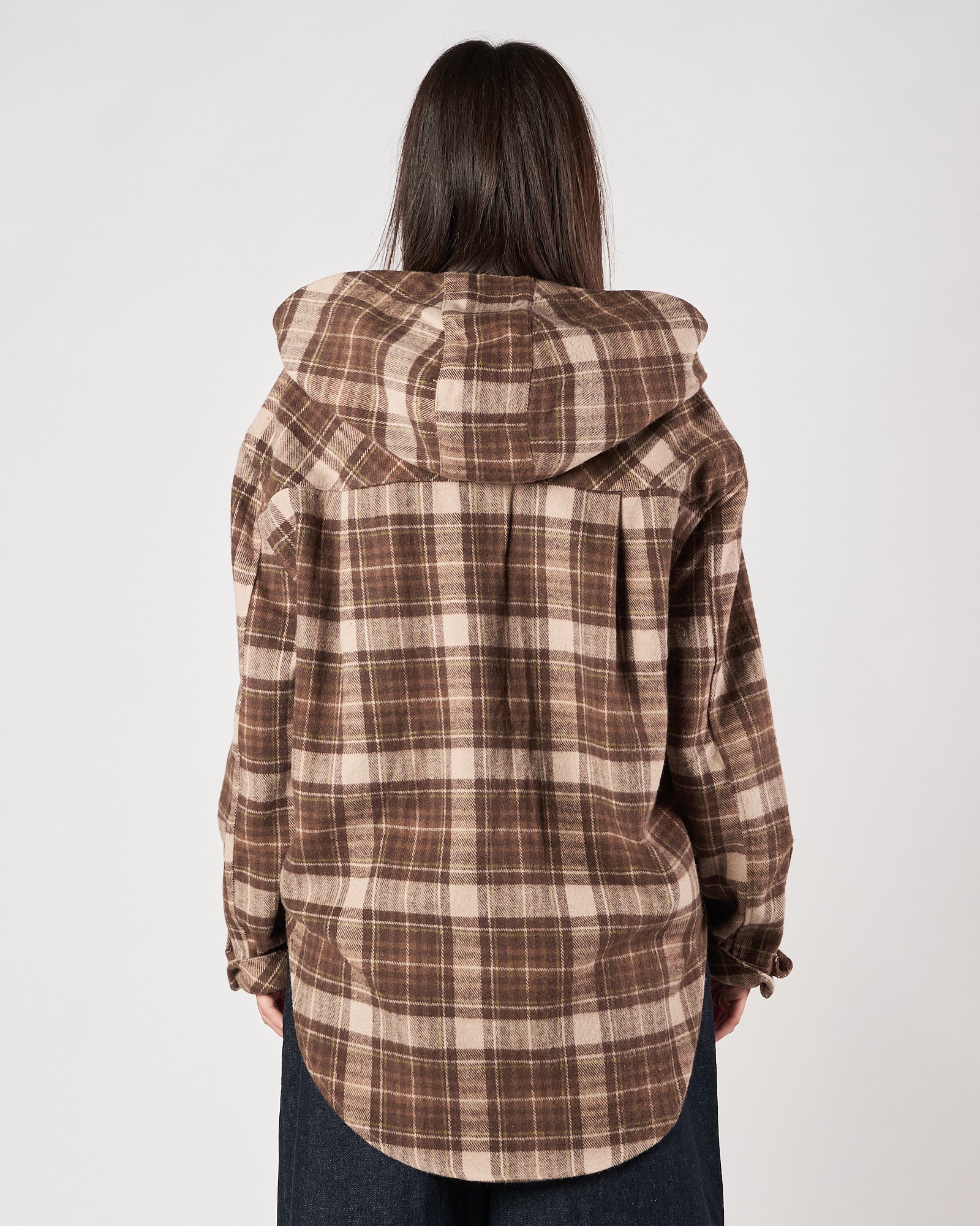 Camicia Eleh over fantasia quadri con cappuccio