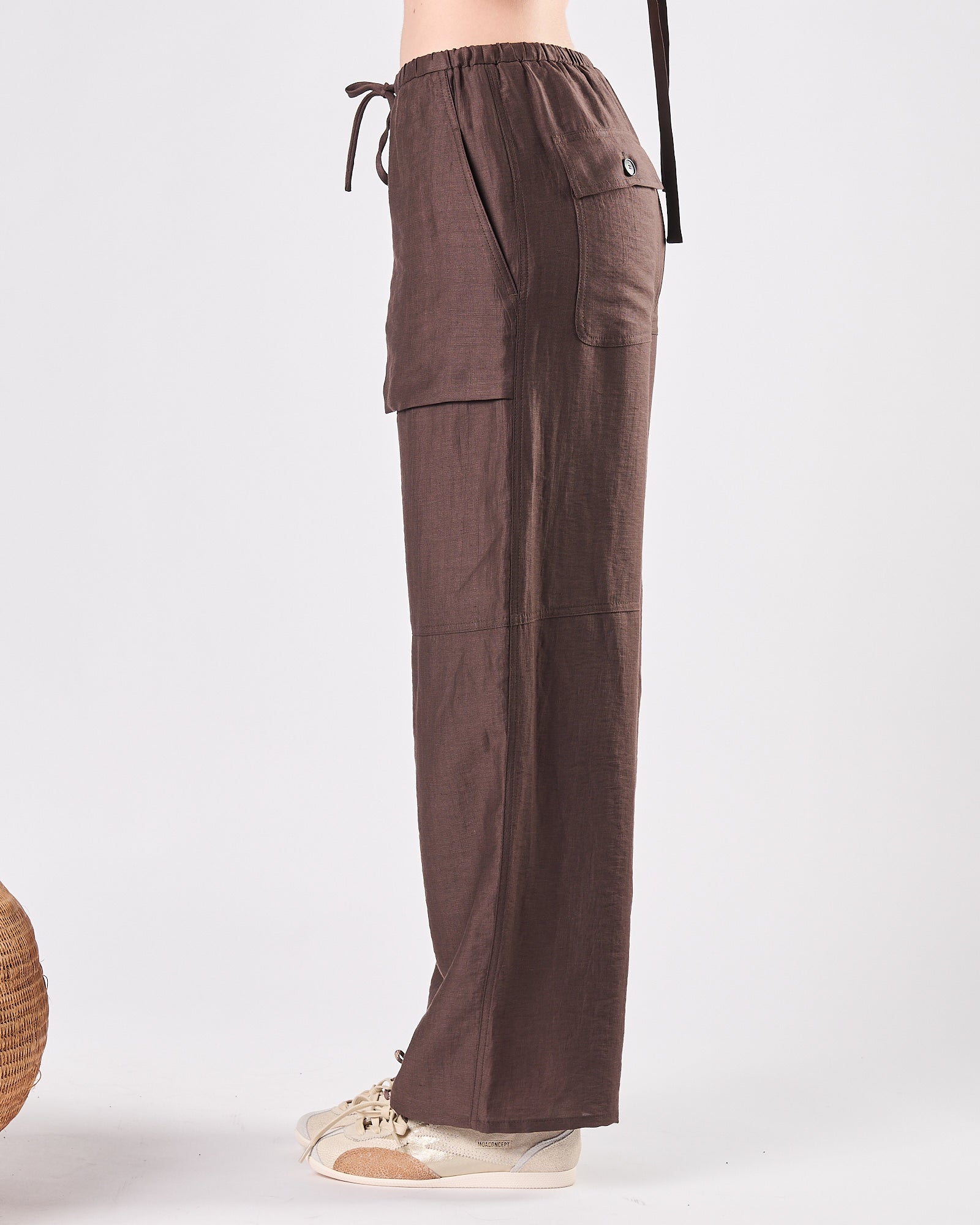 Pantalone Tela9 con tasche in lino moro