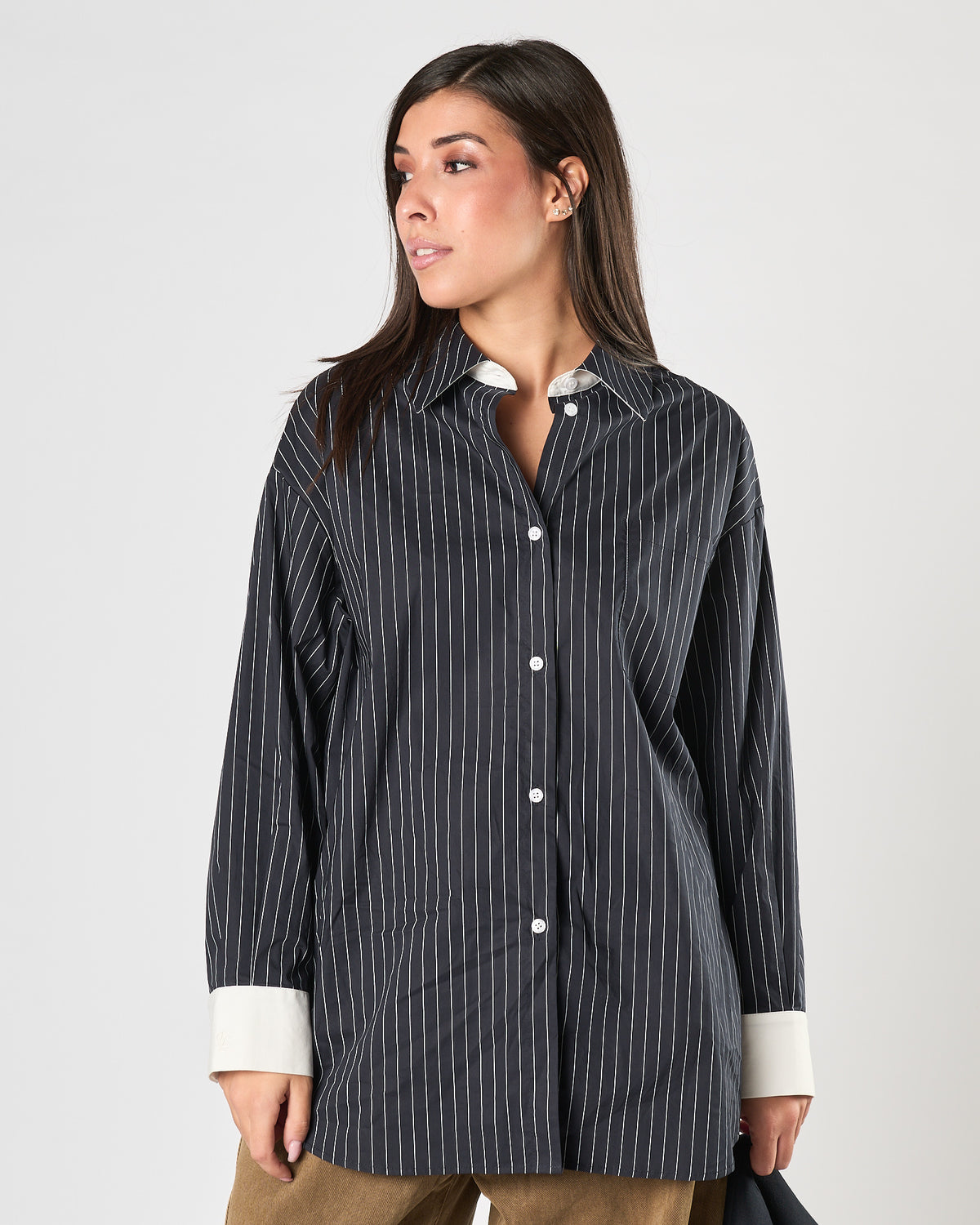 Camicia Eleh over gessata blu