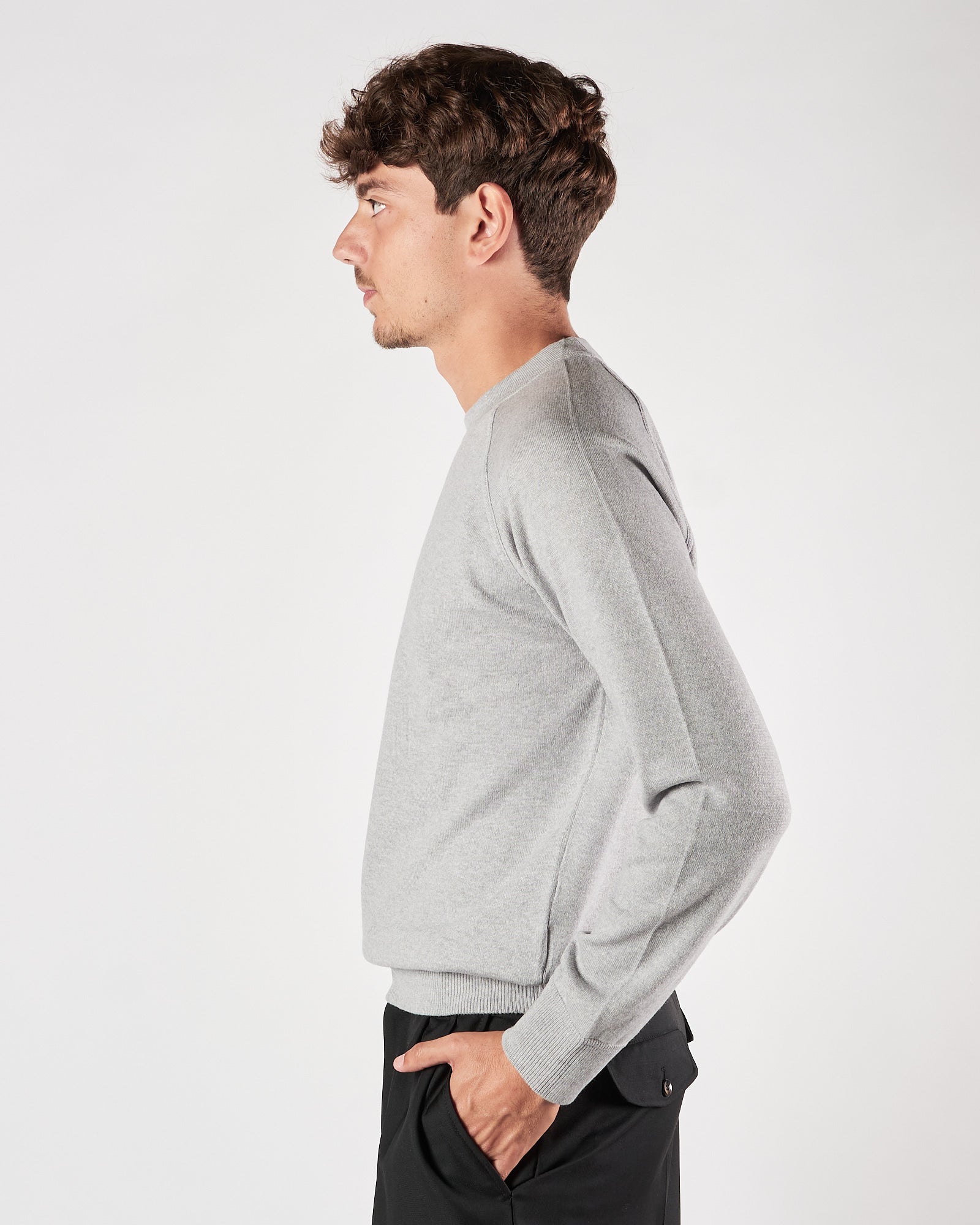 Maglia A|STORE in lana girocollo taglio felpa grigio