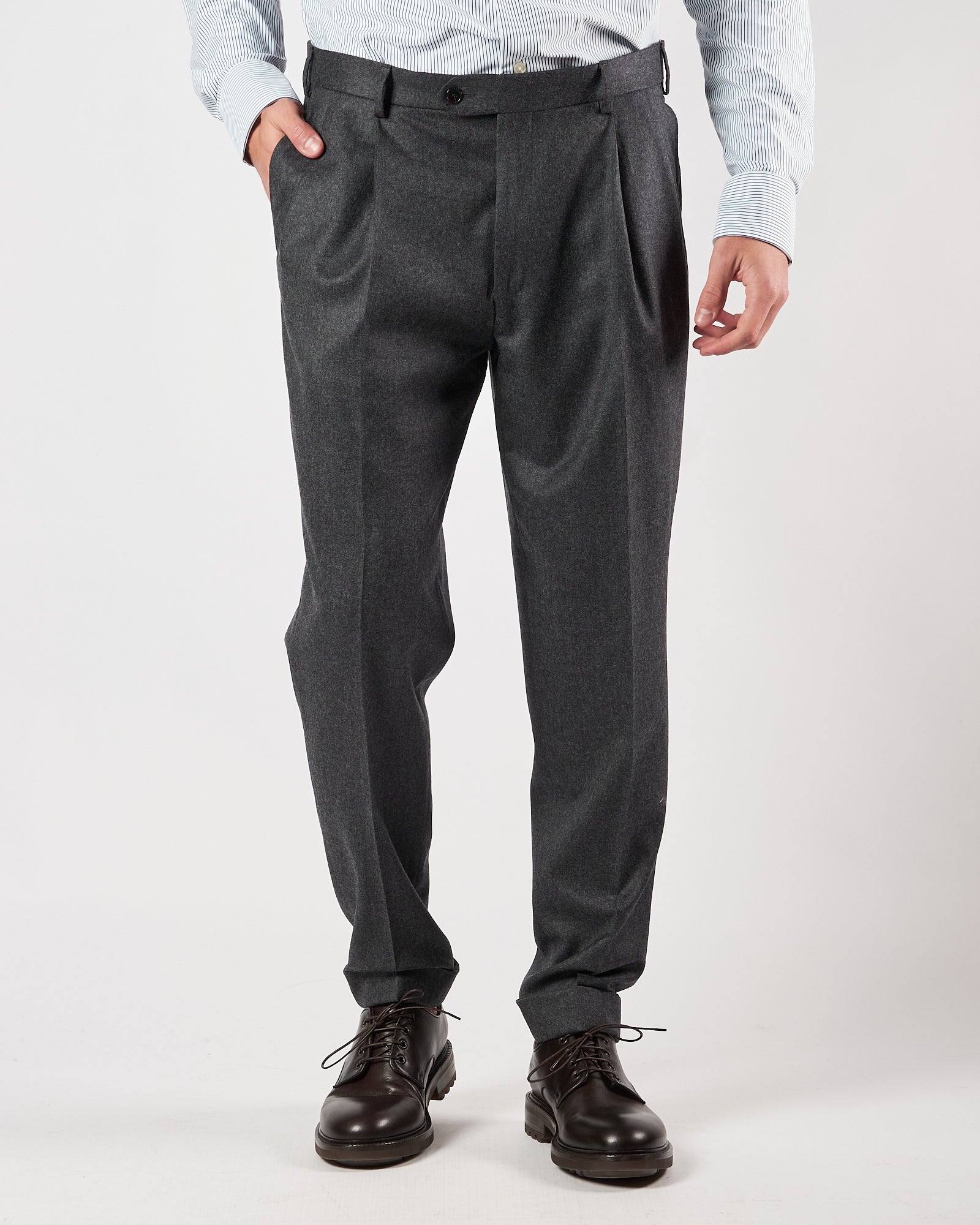 Pantalone Luigi Bianchi doppia pence grigio