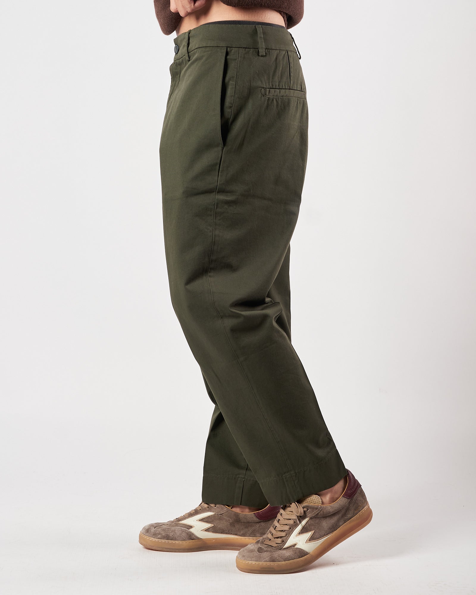Pantalone Bonheur over fit verde militare