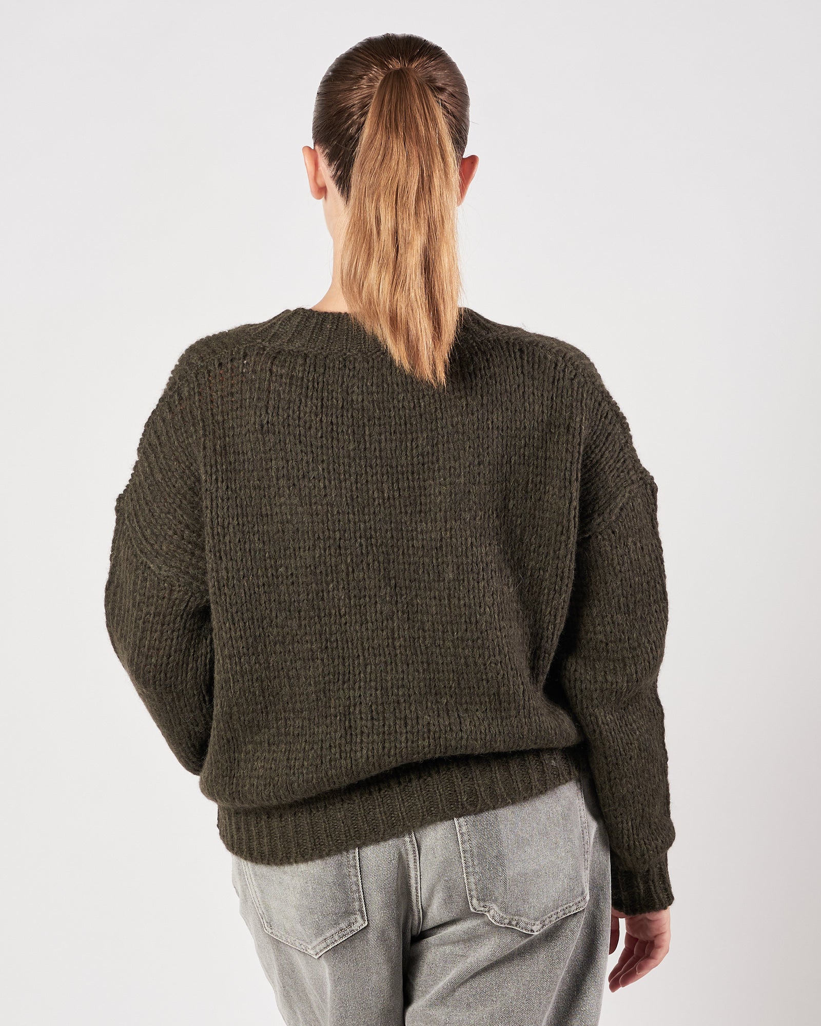 Cardigan Roberto Collina scollo v verde scuro