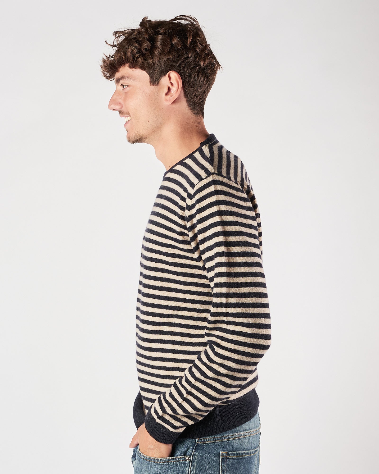 Maglia In The Box a righe panna e blu