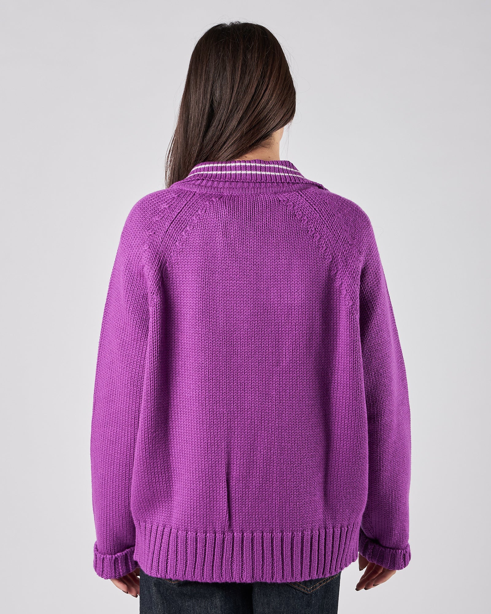 Cardigan Tela9 in lana viola