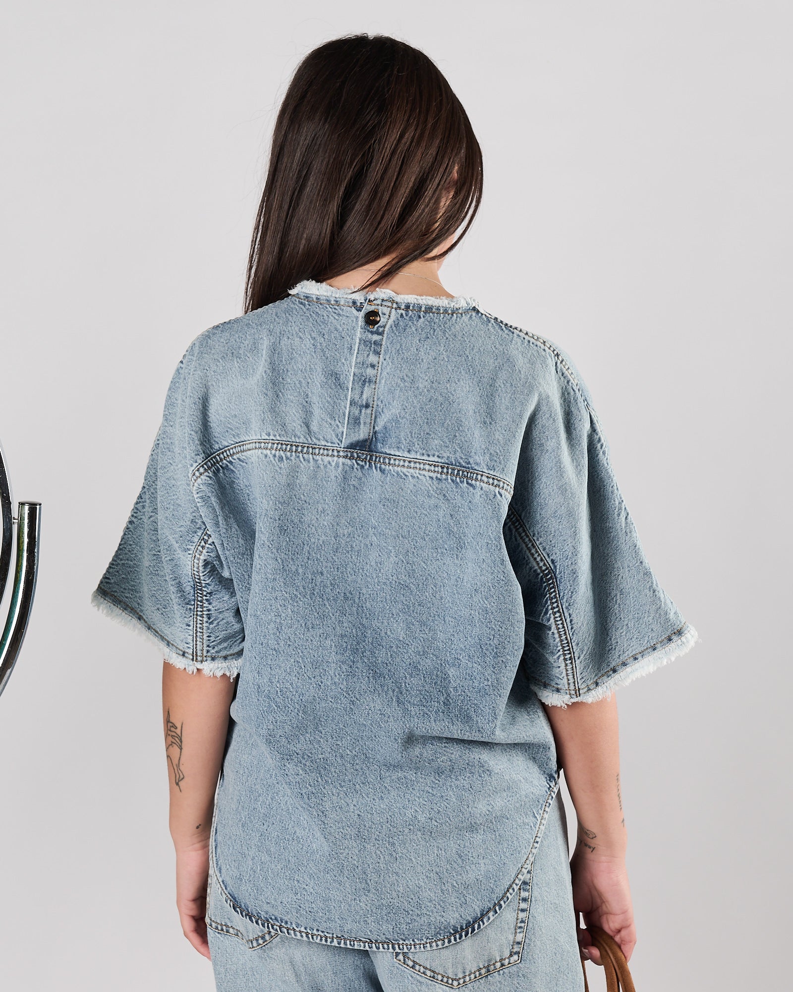Casacca Tela9 in denim azzurro manica corta