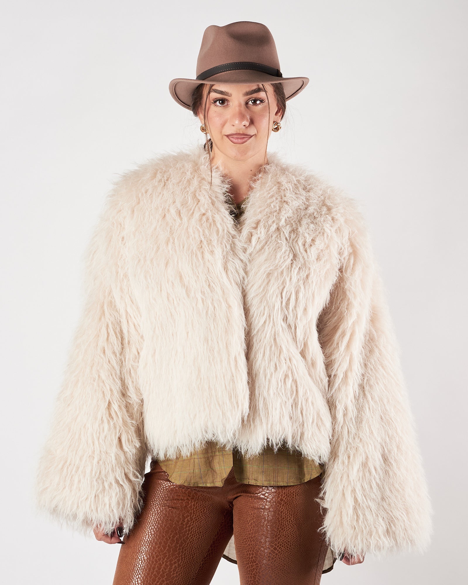 Ecopelliccia Eleh corta bianco panna