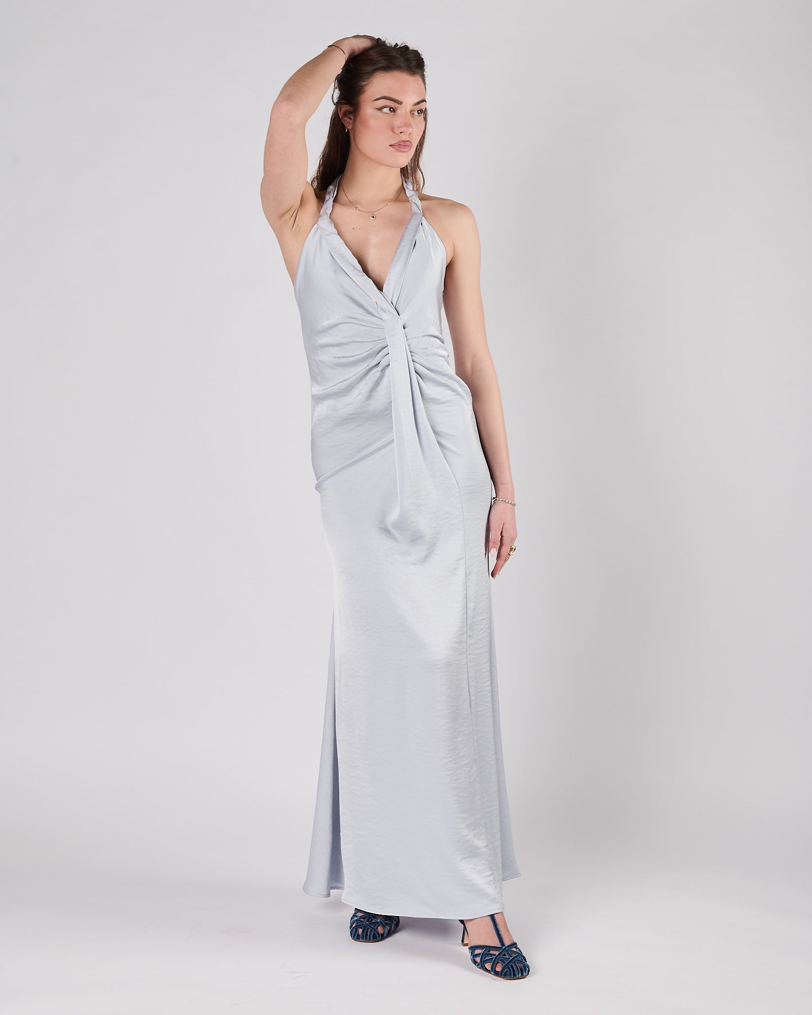 Abito Eleh lungo scivolato celeste