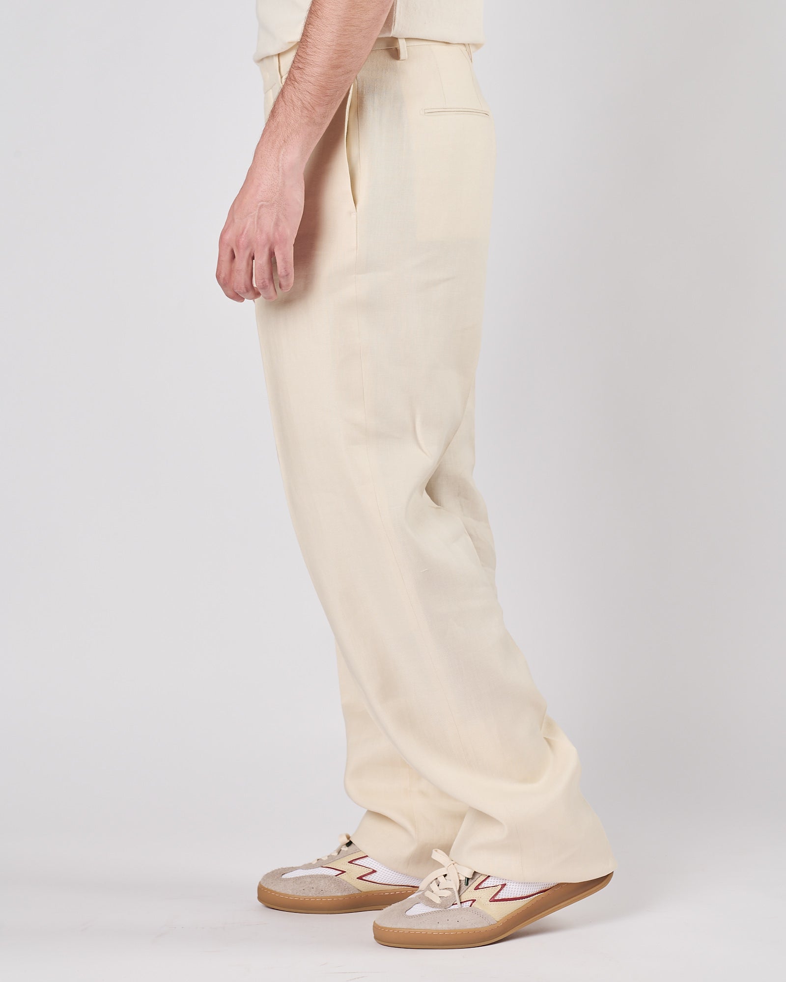 Pantalone Tagliatore largo in lino panna