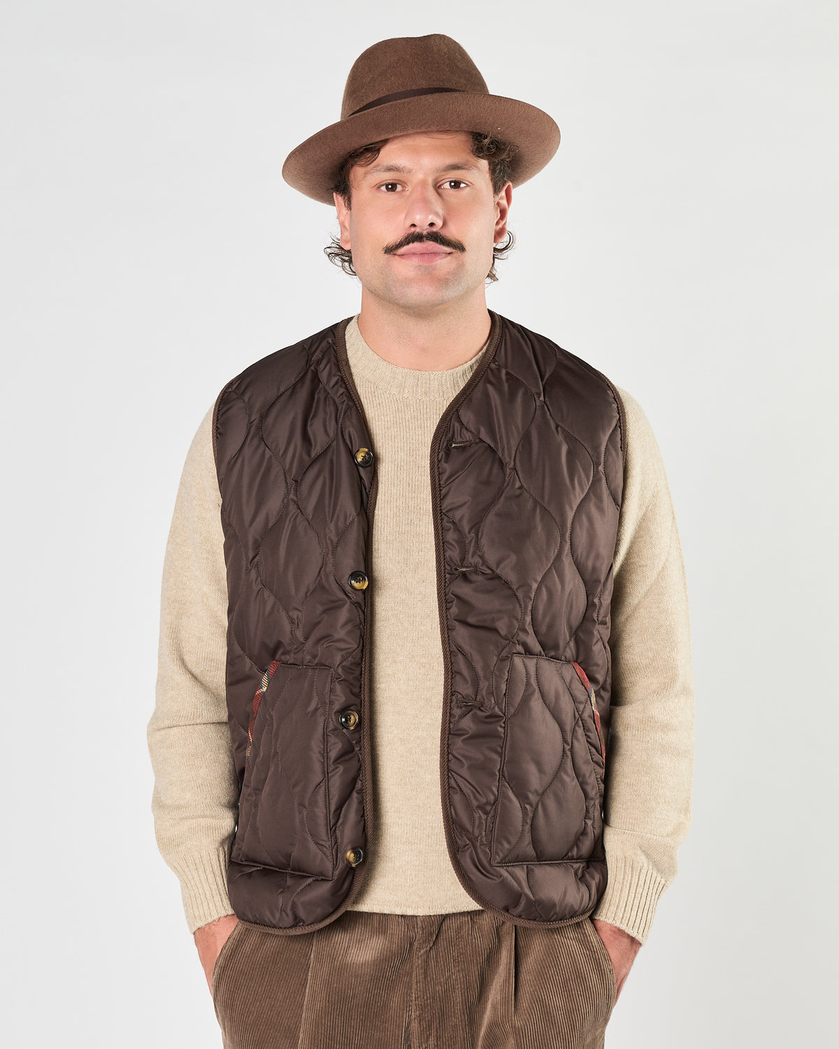 Gilet In The Box in nylon marrone