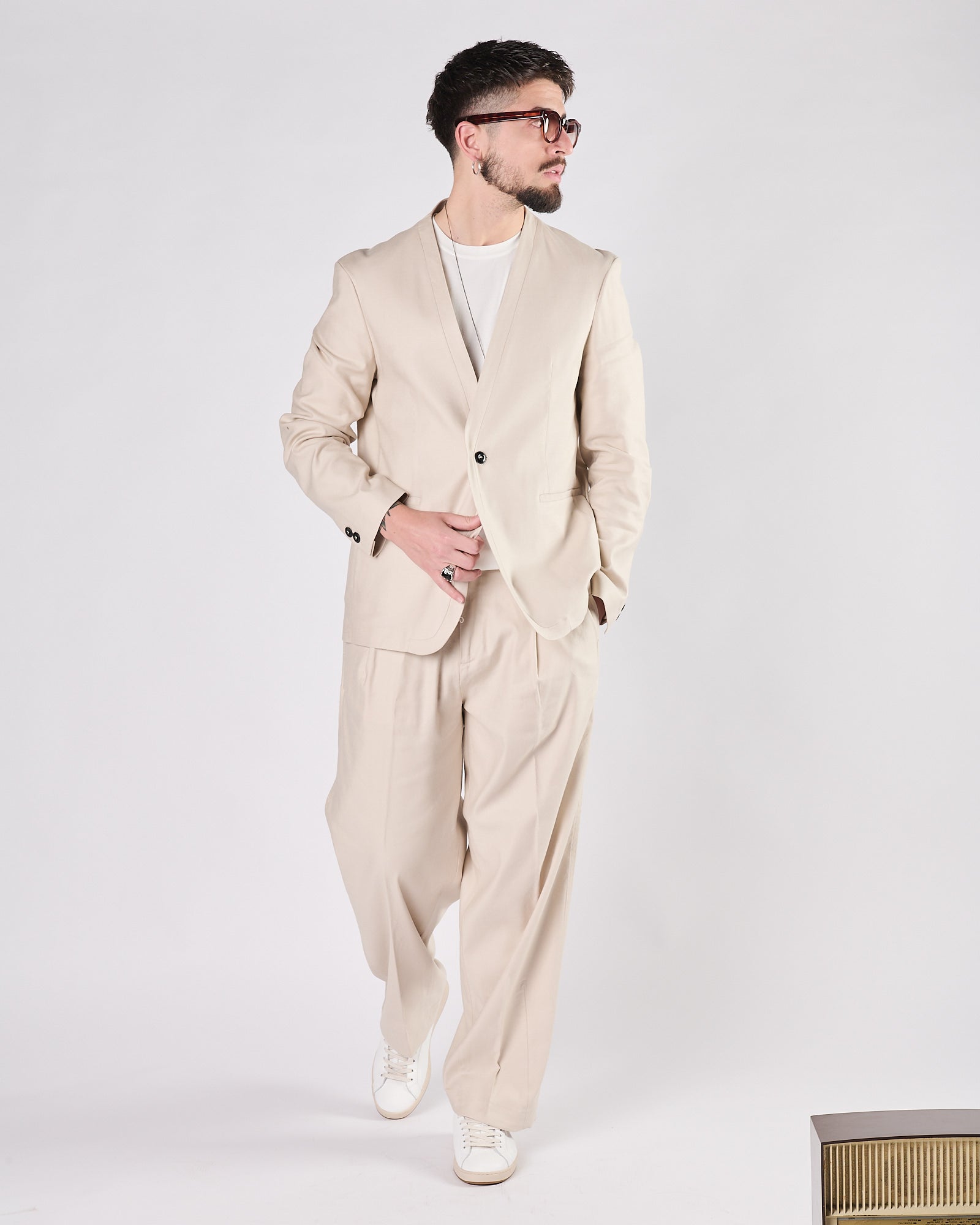 Giacca Aimé senza collo beige