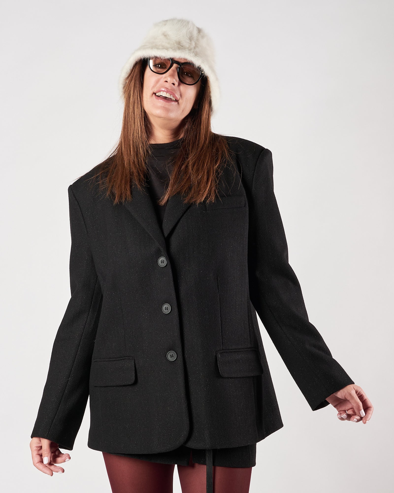 Blazer Eleh over nero spinato brillantinato