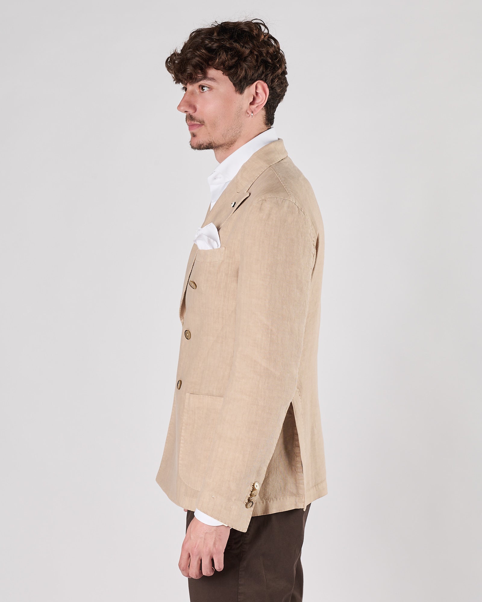 Giacca bm1911 doppio petto beige in lino