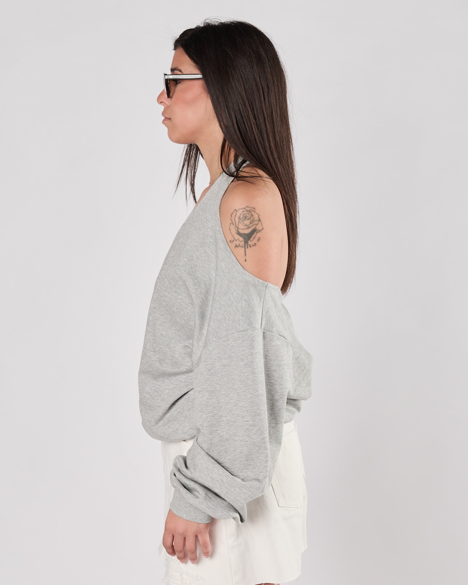 Felpa Eleh aperta dietro over grigia