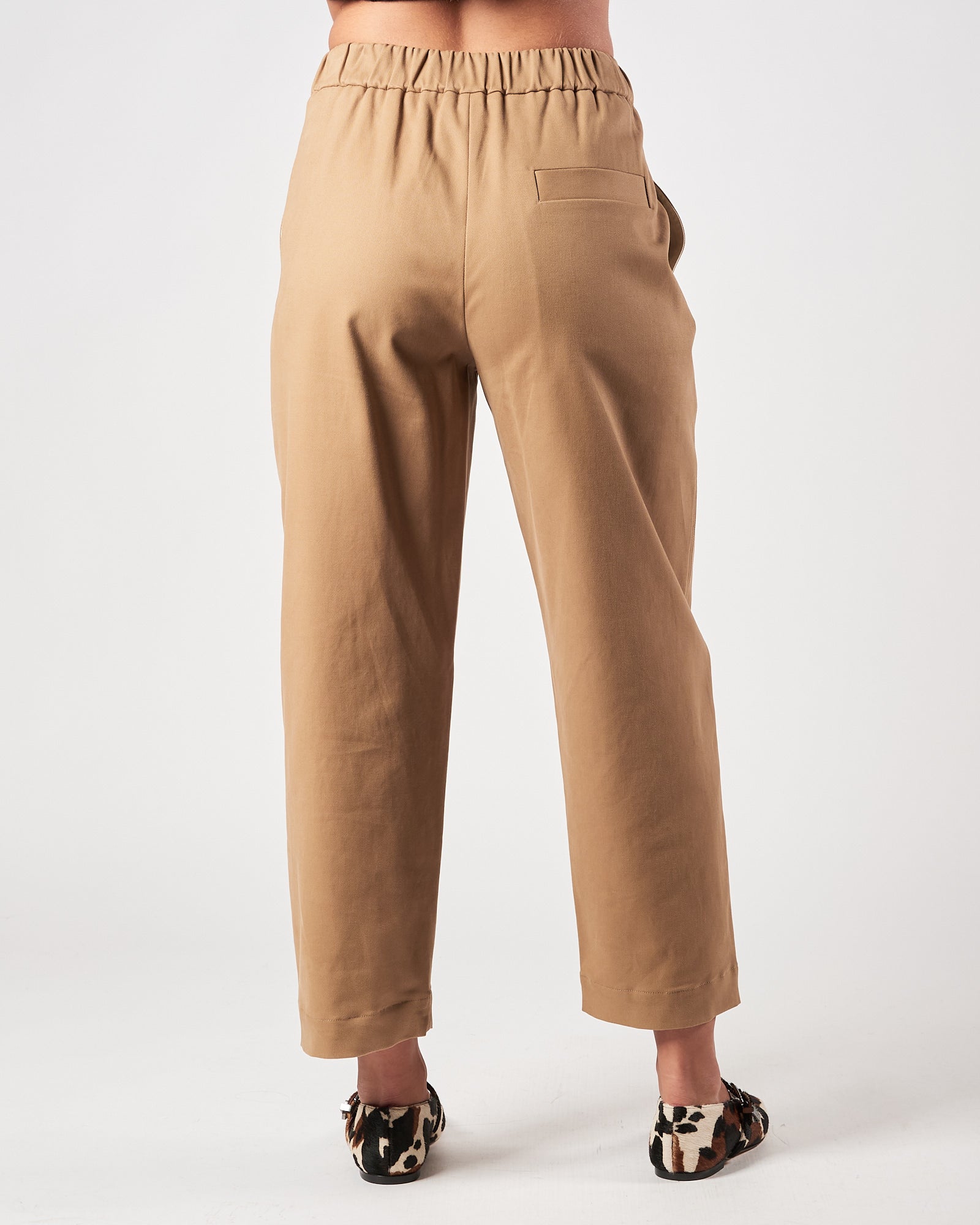 Pantalone Tela9 con elastico in vita cammello