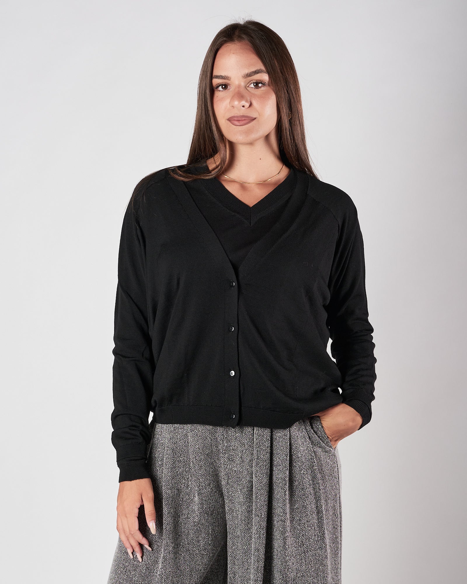 Cardigan A|STORE quattro bottoni nero