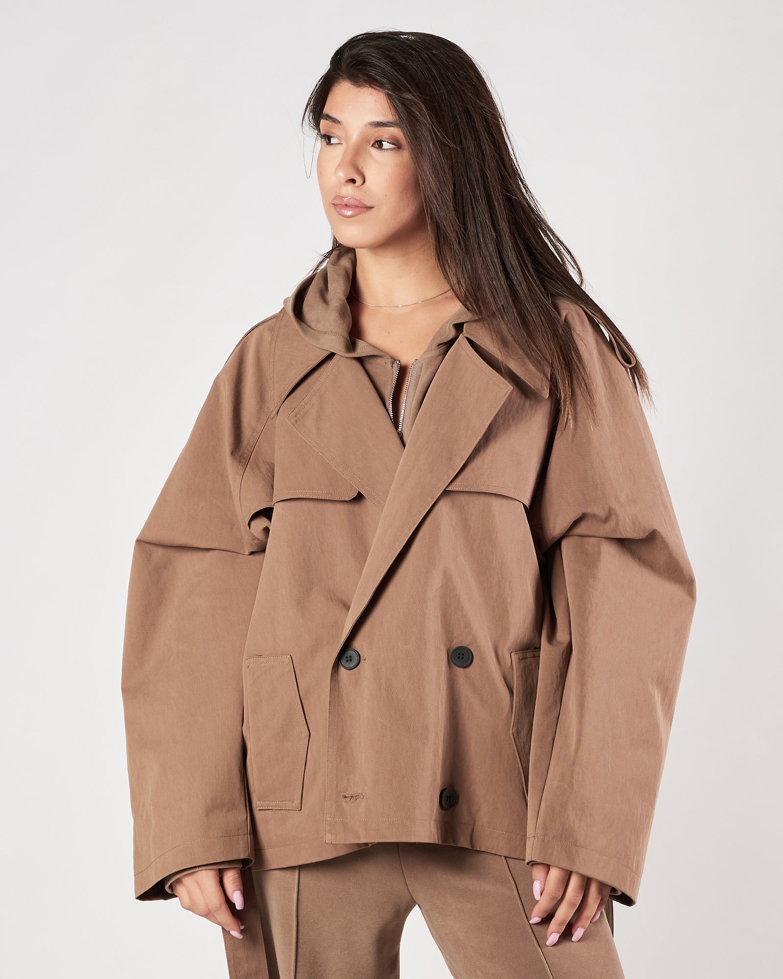 Trench Eleh corto doppio petto beige