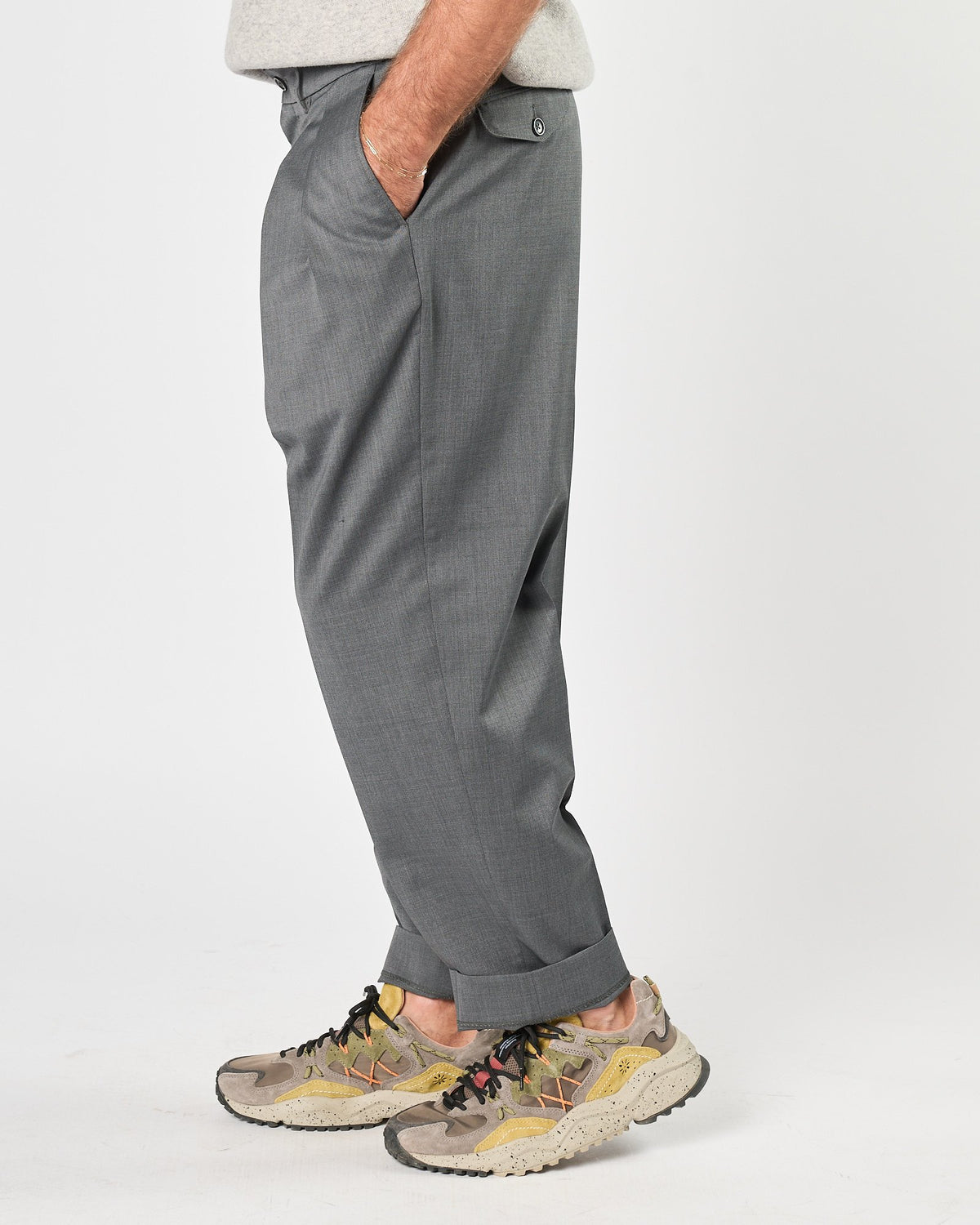 Pantalone A|STORE grigio medio doppia pence