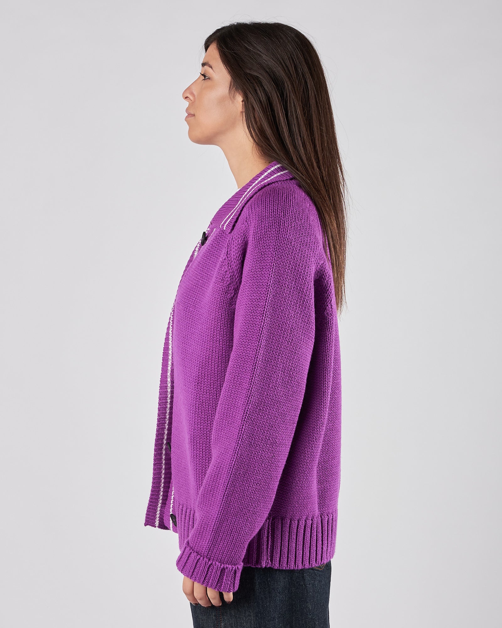 Cardigan Tela9 in lana viola