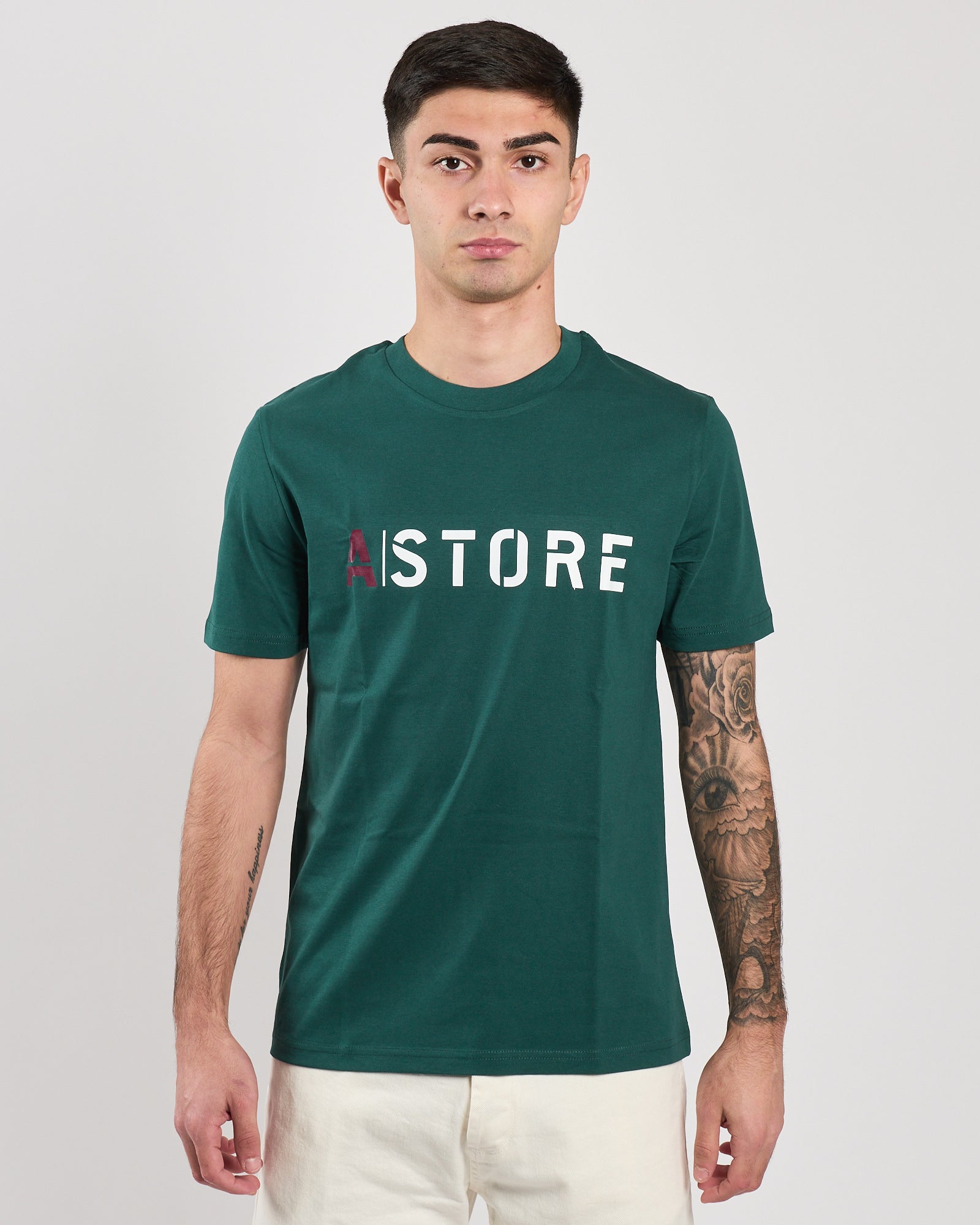 T-shirt A|STORE regular green con logo