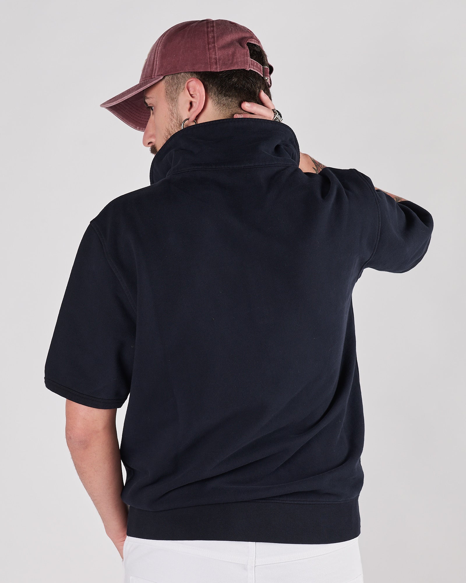 Polo Chesapeake's con zip in felpa mezza manica blu