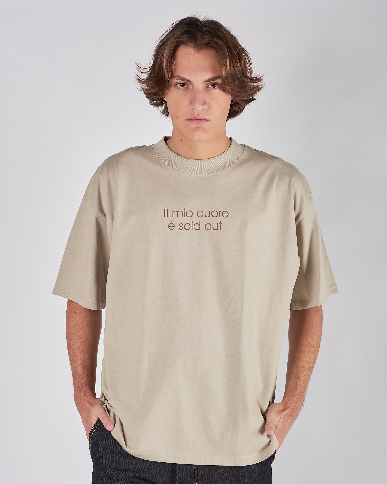 T-shirt A|STORE over con stampa in cotone organico