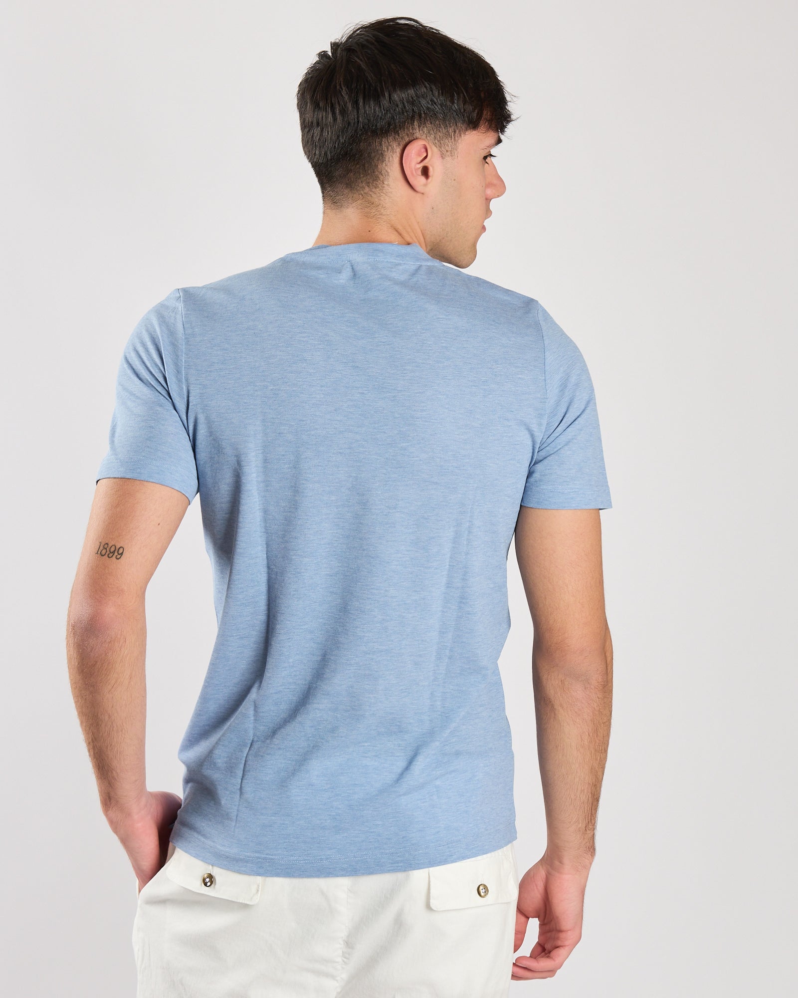 T-shirt A|STORE in piquet leggero celeste