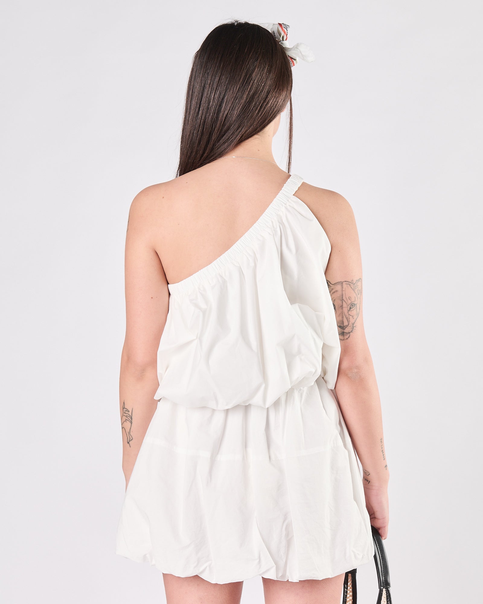 Top Eleh in popeline monospalla bianco