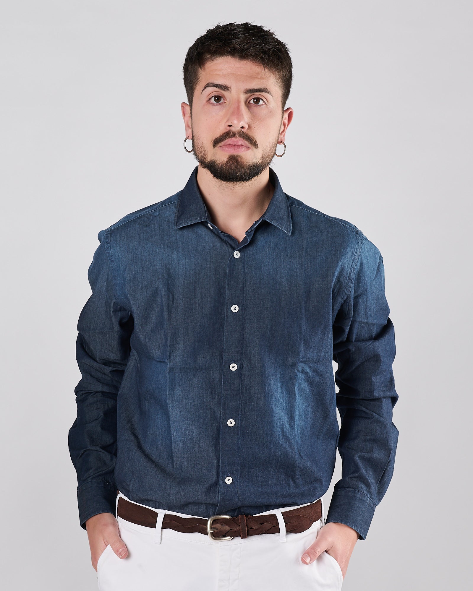 Camicia Alessandro Lamura in denim scuro blu