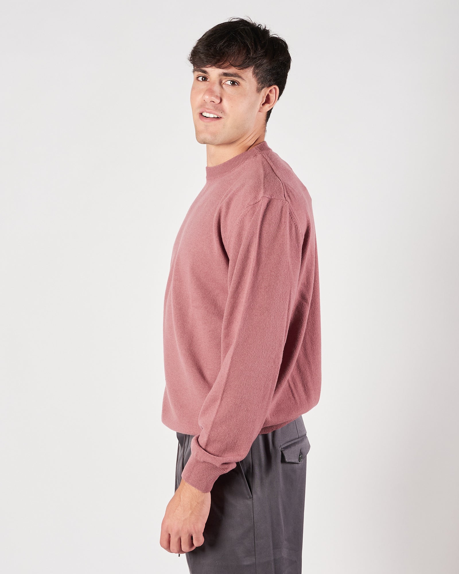 Maglia A|STORE girocollo rosa antico in cachemere over