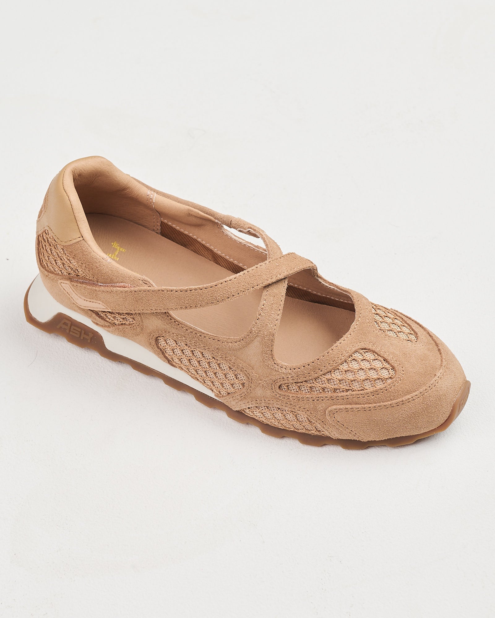 Scarpa Ash aperta intrecciata davanti moka