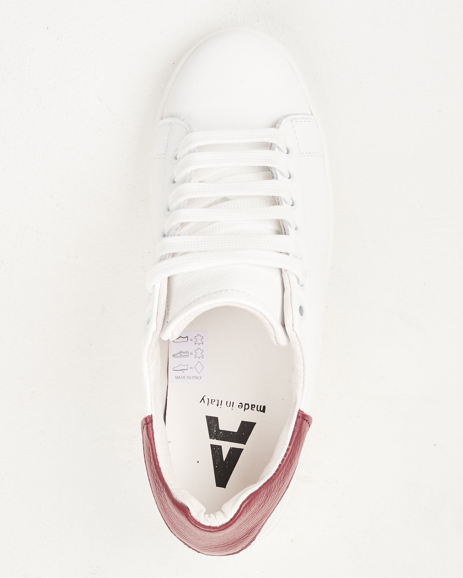 Sneaker A|STORE bianca con talloncino cuoio