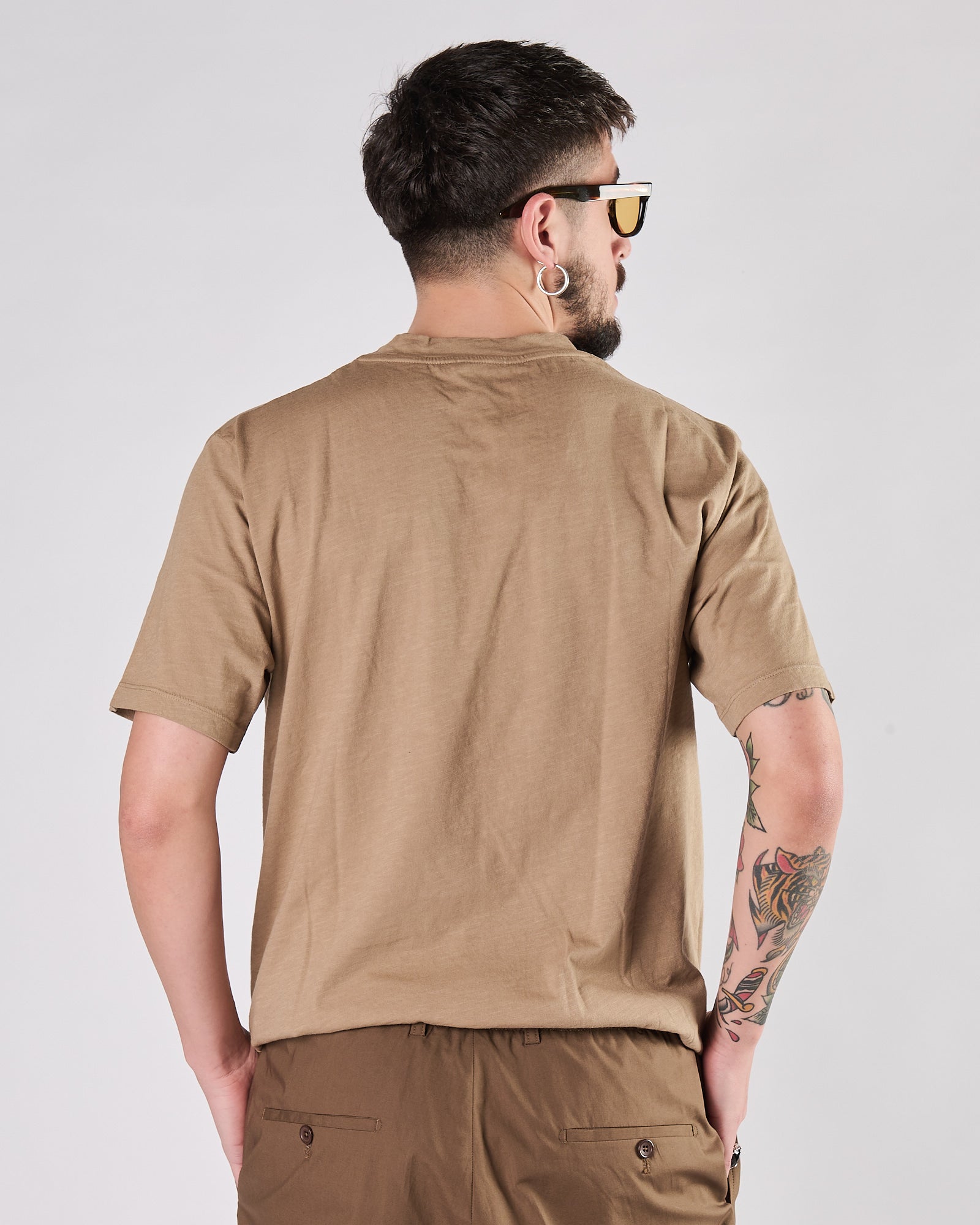T-shirt Aimé regular cotone fiammato cammello