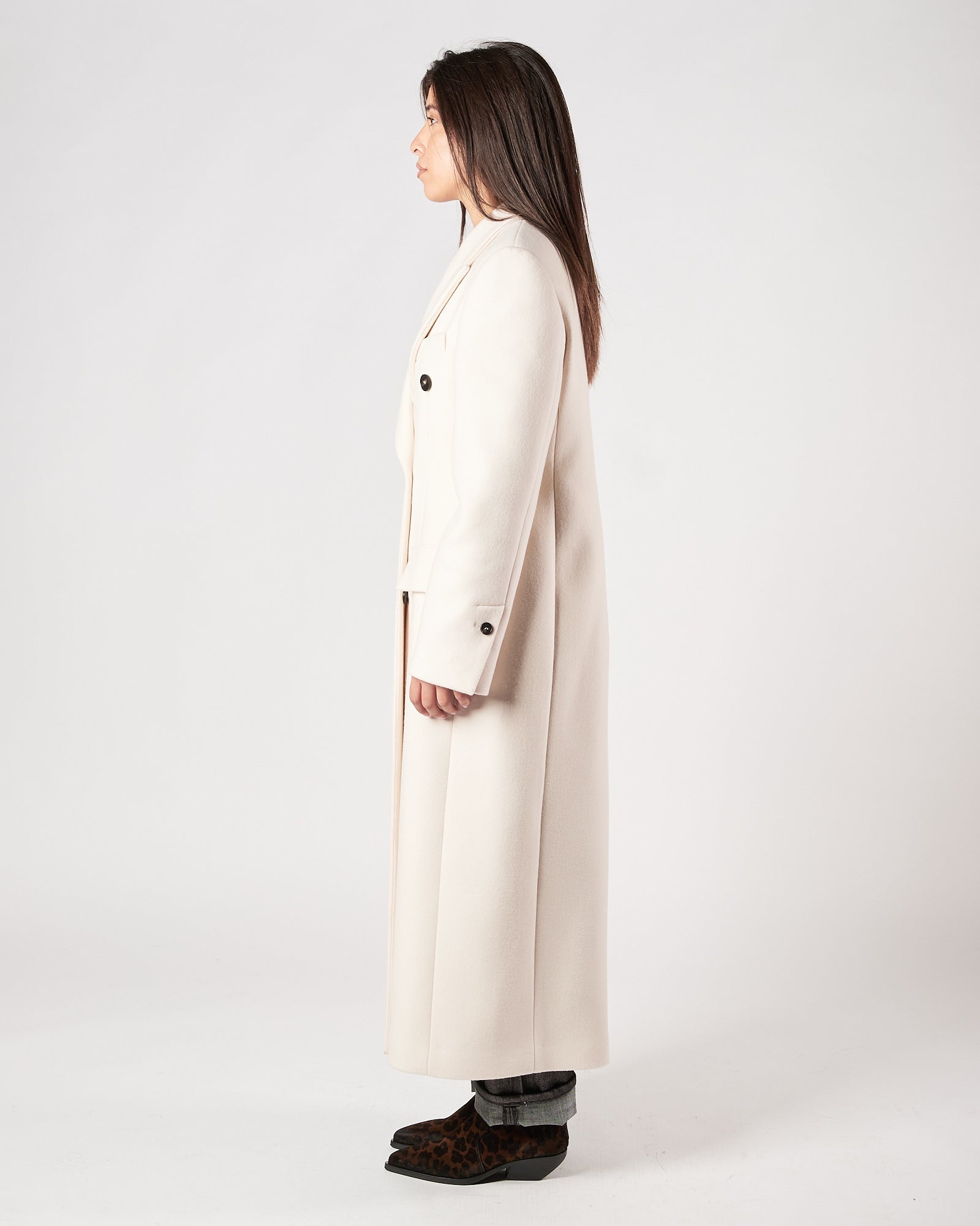 Cappotto Tela9 doppio petto lungo panna