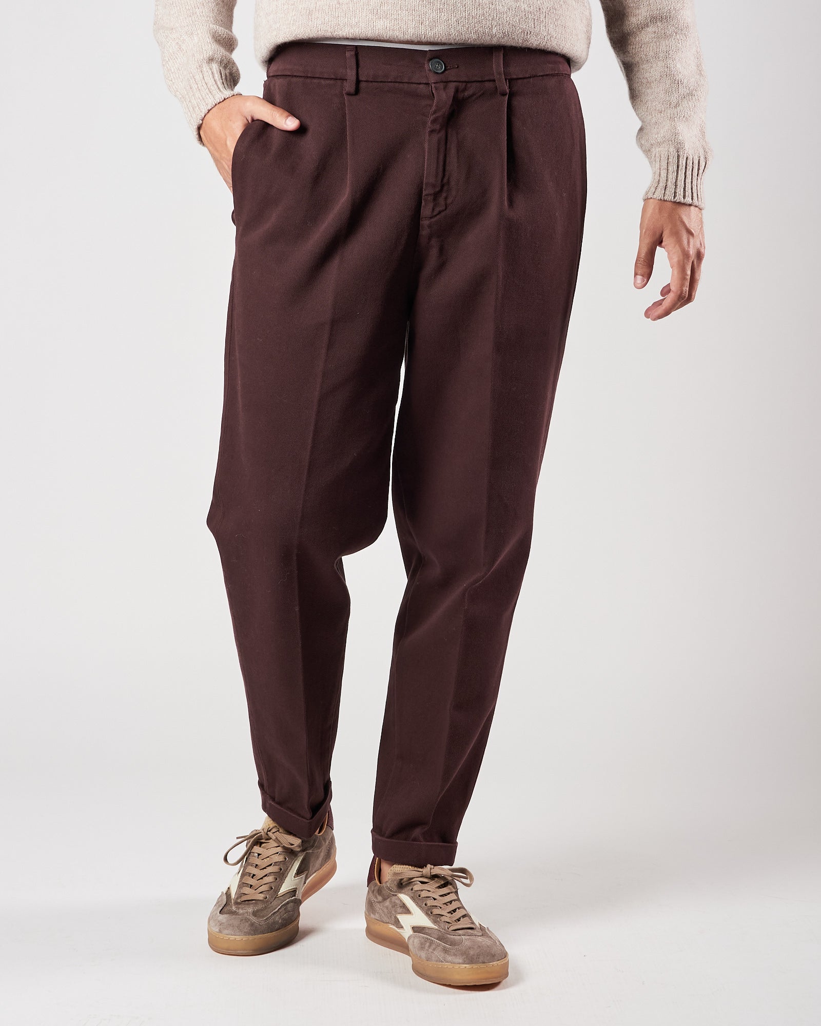 Pantalone Bonheur una pence over fit prugna