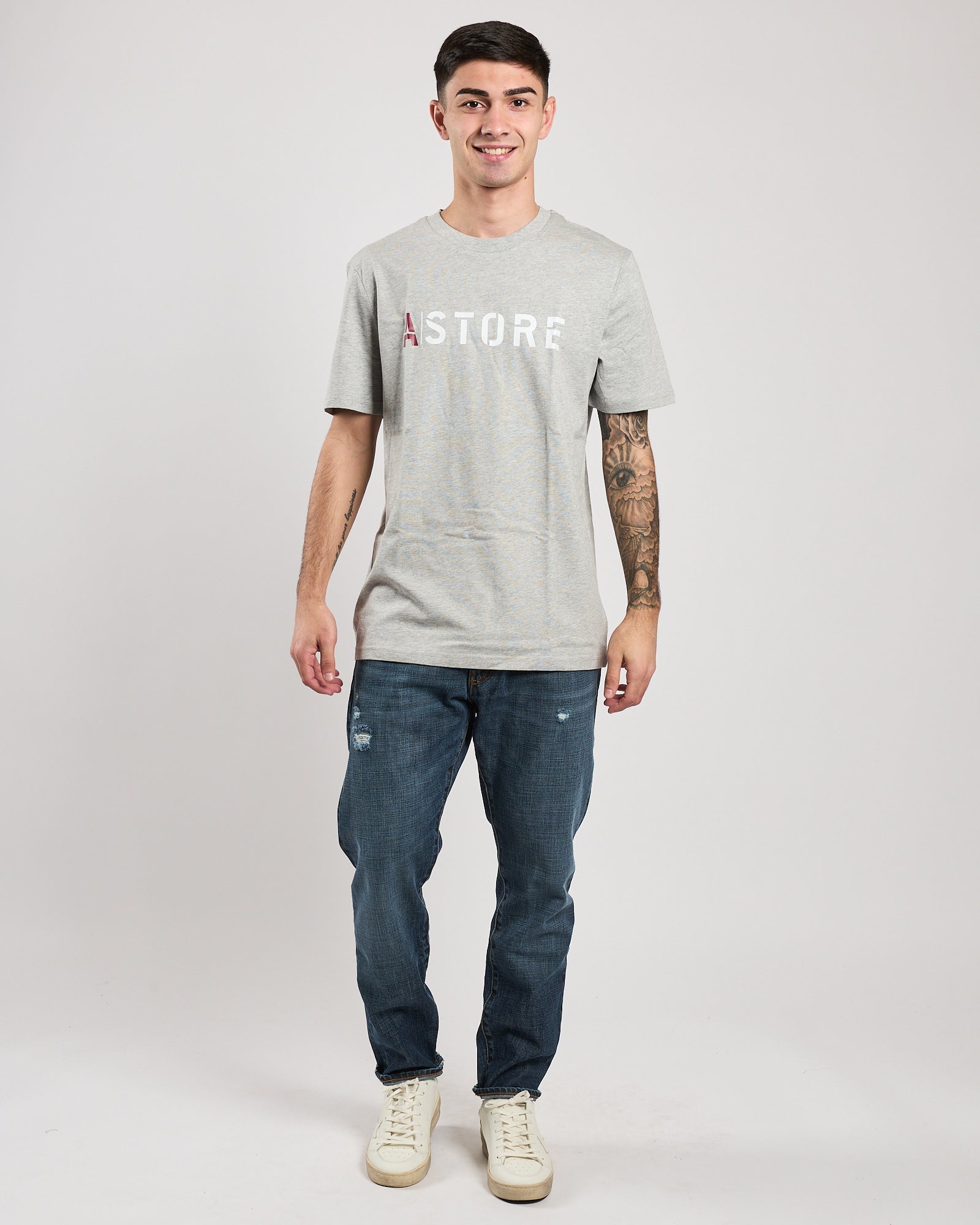 T-shirt A|STORE regular grey con logo