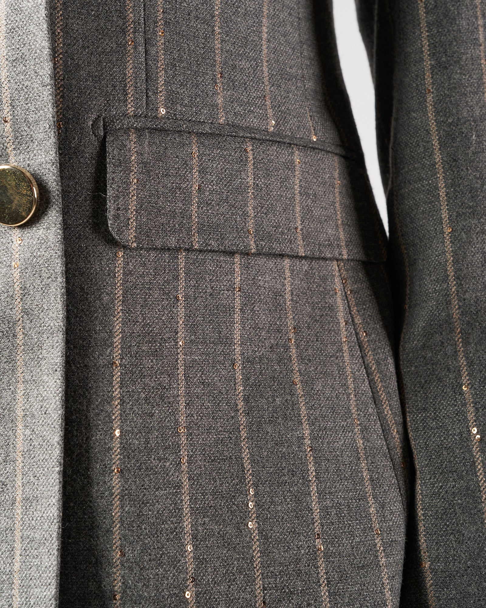 Giacca Lbm1911 doppio petto gessata con micro pailettes