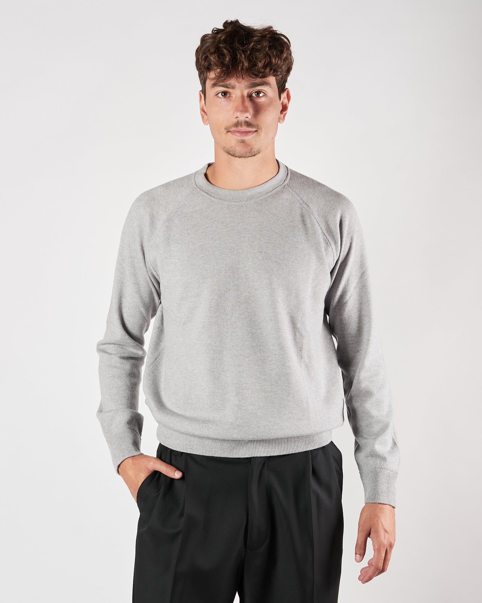 Maglia A|STORE in lana girocollo taglio felpa grigio